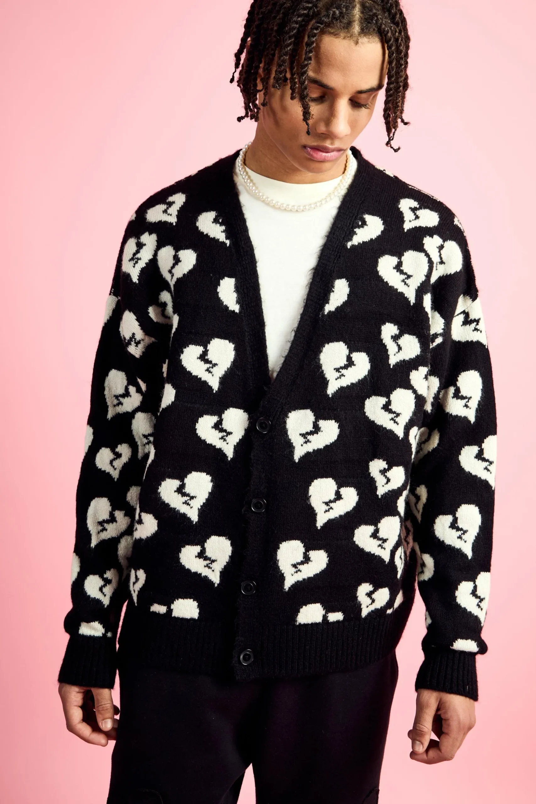 Oversized Fit Cardigan With All Over Print | BoohooMAN UK