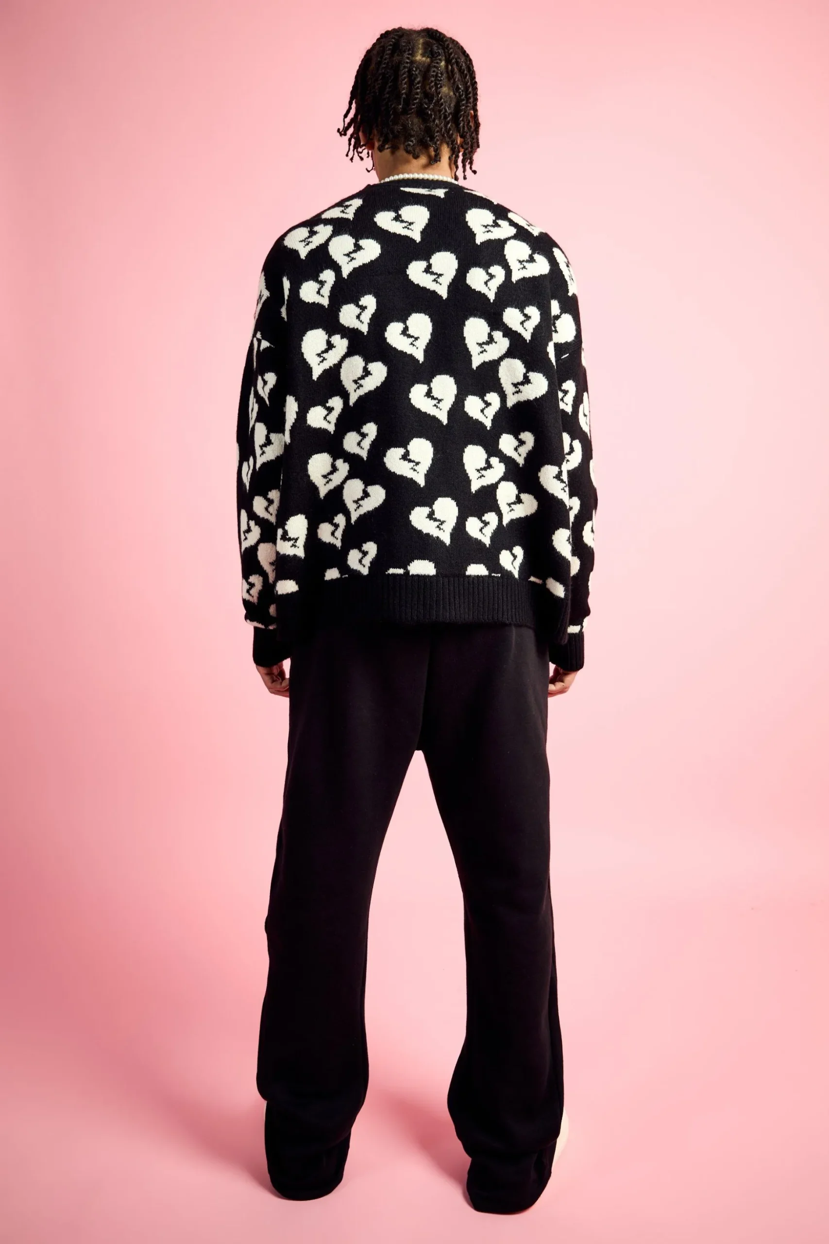 Oversized Fit Cardigan With All Over Print | BoohooMAN UK