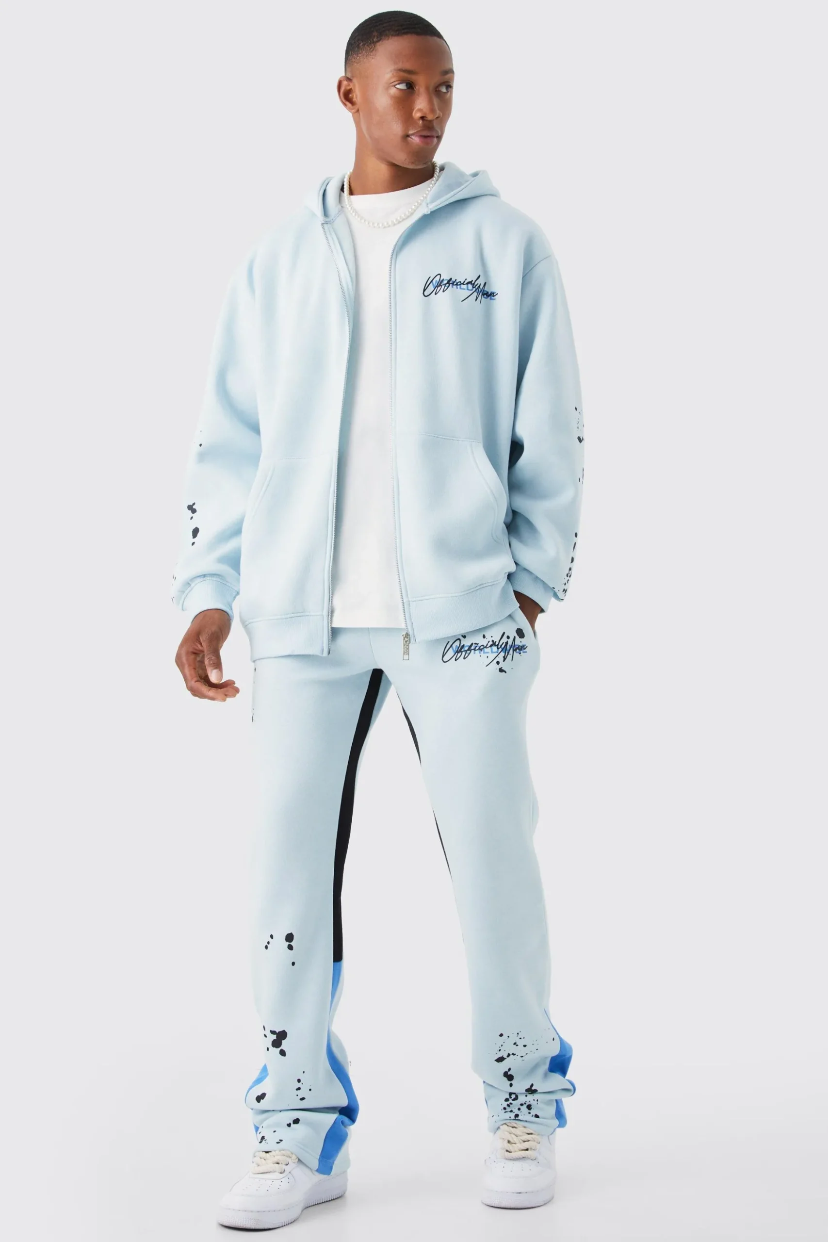 Oversized Graffiti Paint Splatter Tracksuit | BoohooMAN UK