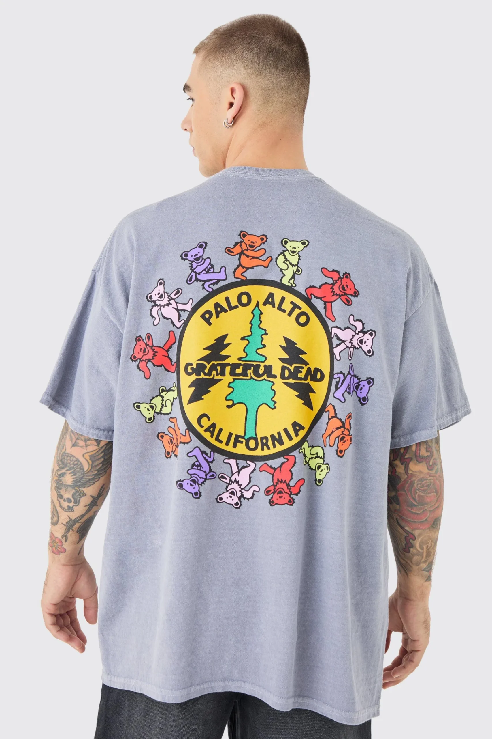 Oversized Greatful Dead Band Wash License T-shirt | BoohooMAN UK