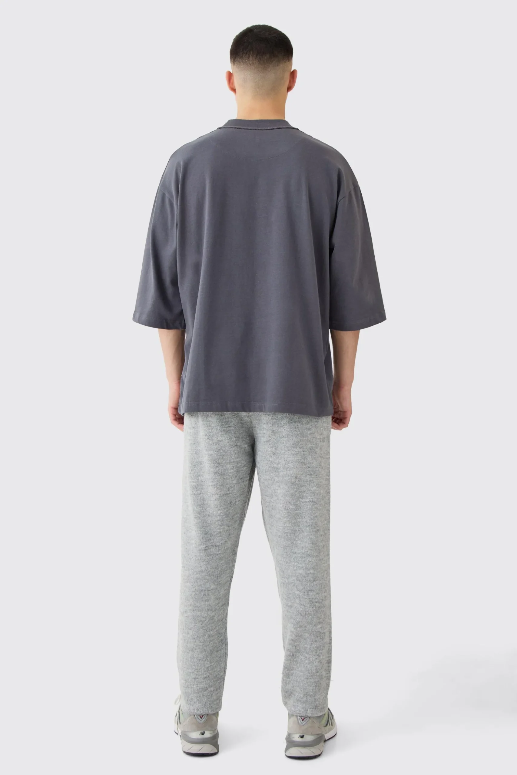 Oversized Half Sleeve Heavy Layed On Neck Carded T-shirt | BoohooMAN UK