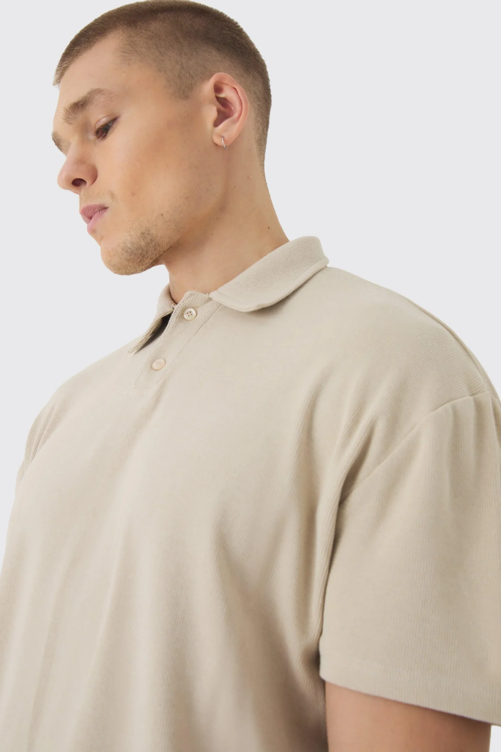 Oversized Heavy Rib Washed Polo | BoohooMAN UK