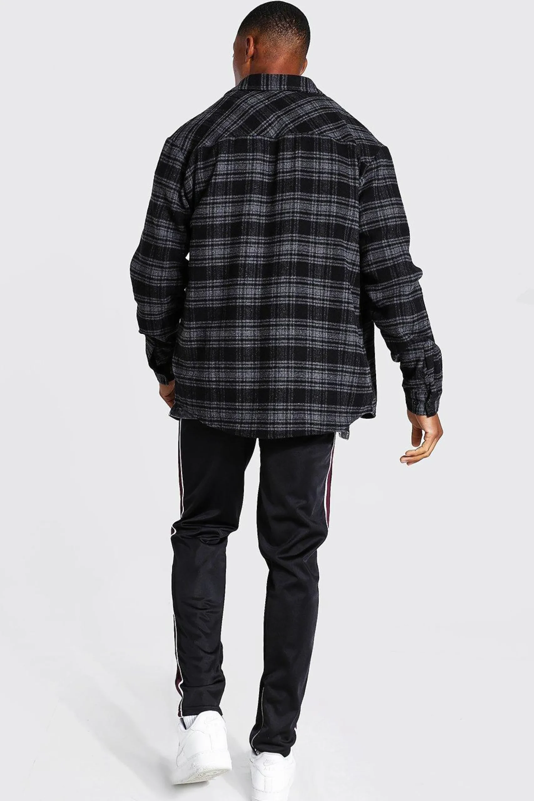 Oversized Heavy Weight Check Overshirt | BoohooMAN UK