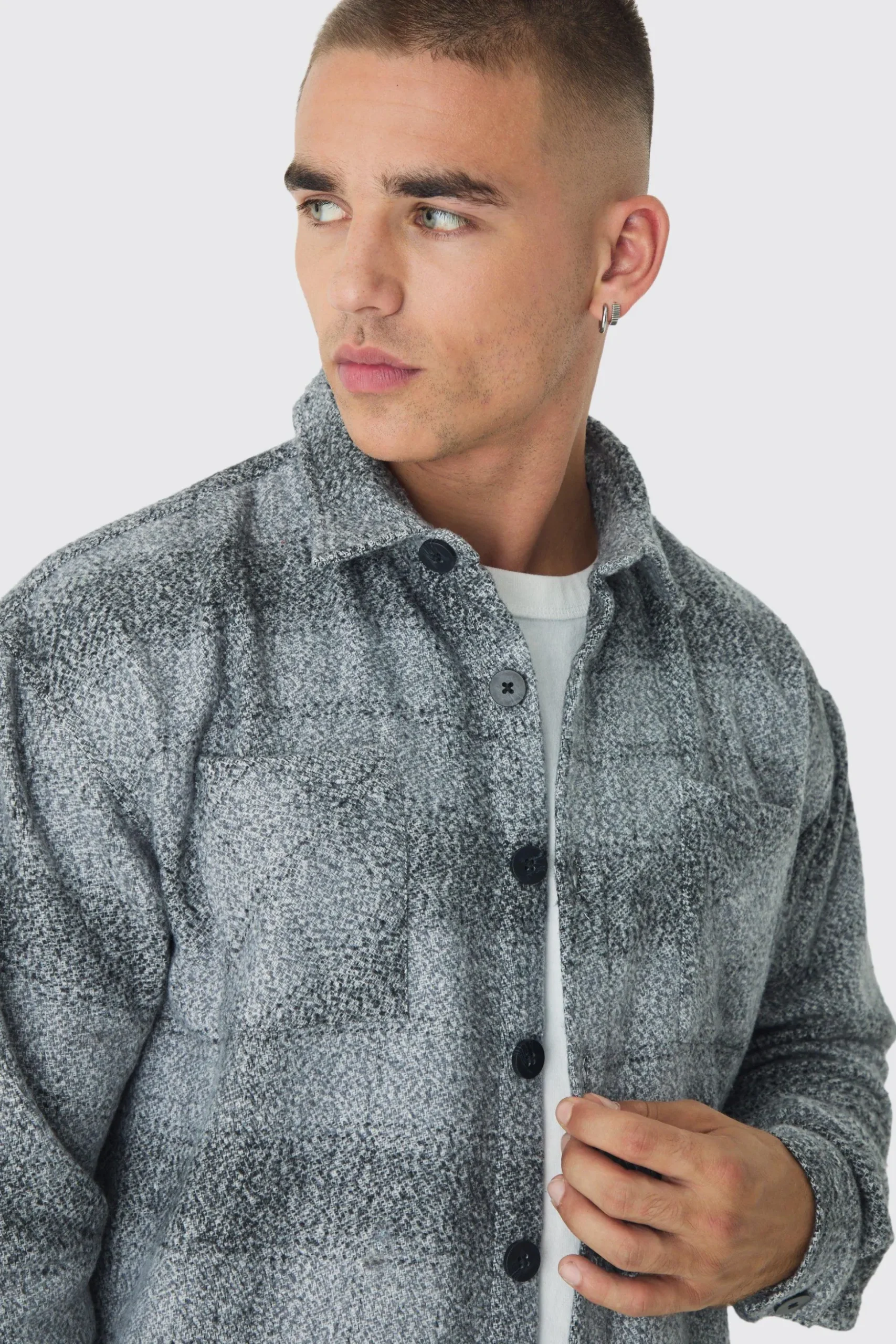 Oversized Heavyweight Brushed Check Overshirt | BoohooMAN UK