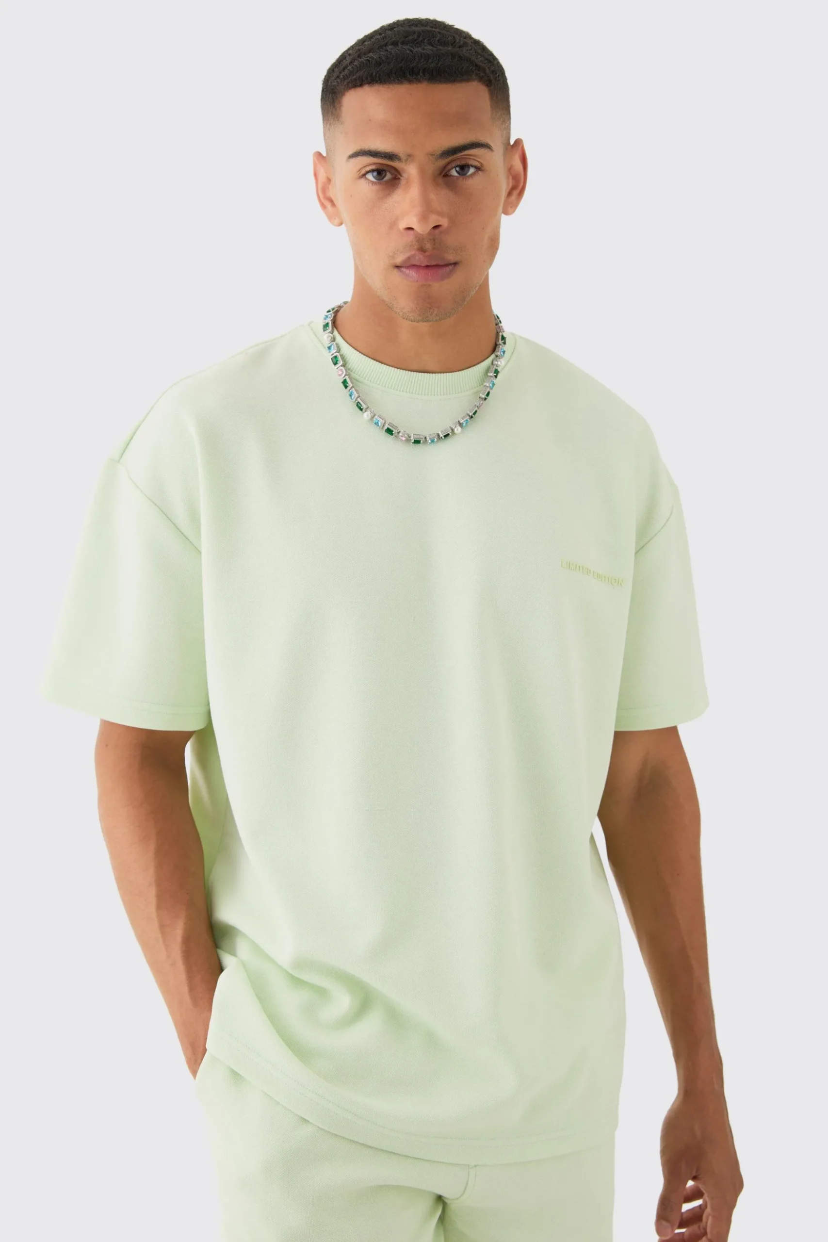 Oversized High Build Pique Limited T-shirt | BoohooMAN UK