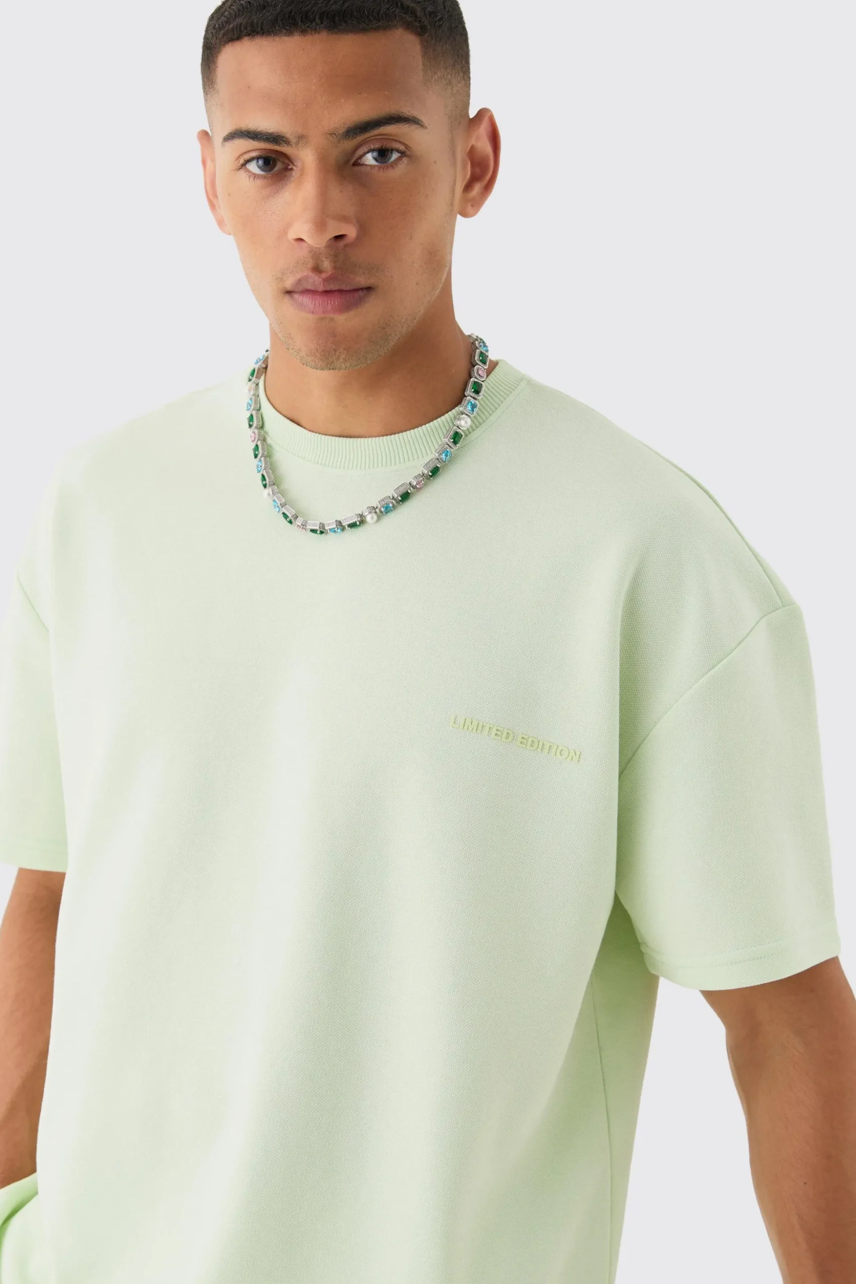 Oversized High Build Pique Limited T-shirt | BoohooMAN UK