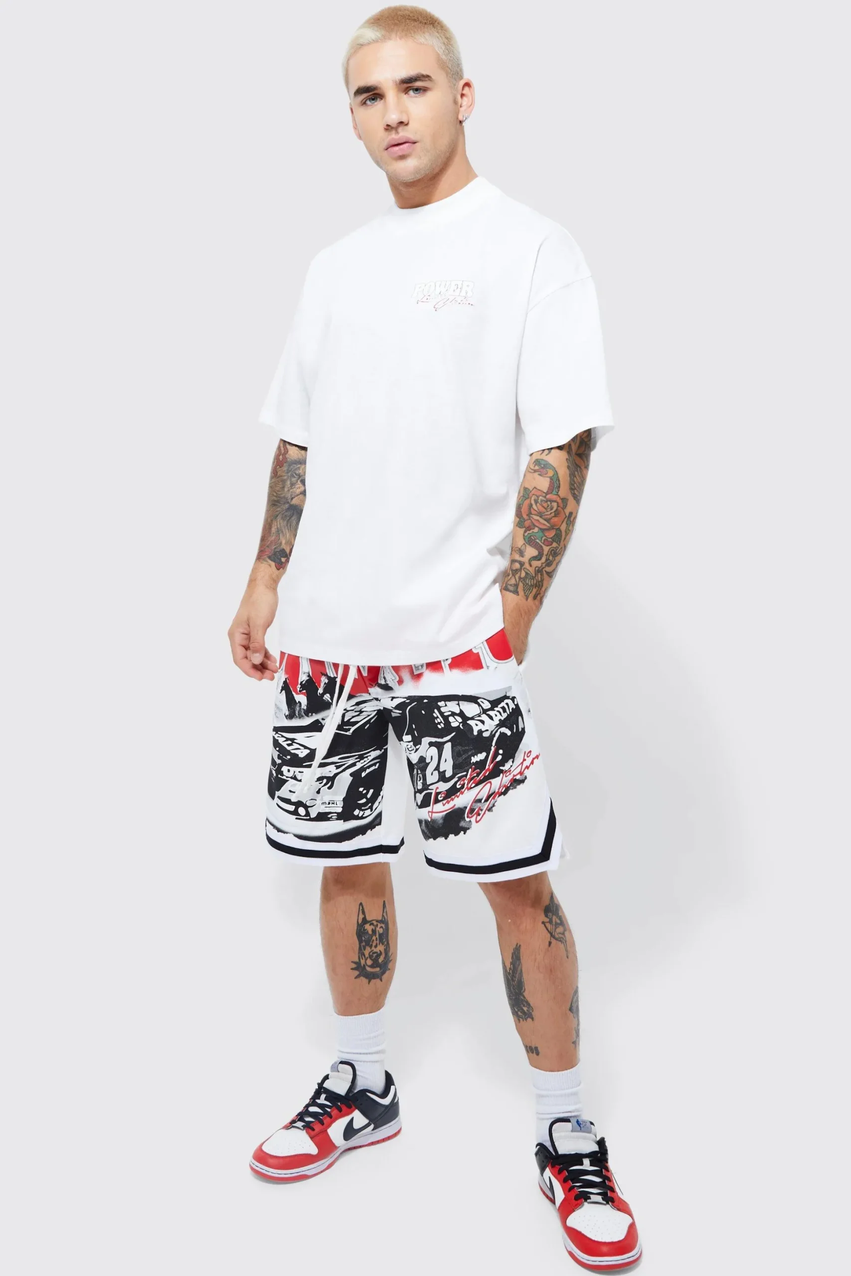 Oversized Homme Basketball T-shirt And Short Set | BoohooMAN UK