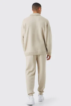 Oversized Homme Brushed Rib Knit Joggers | BoohooMAN UK