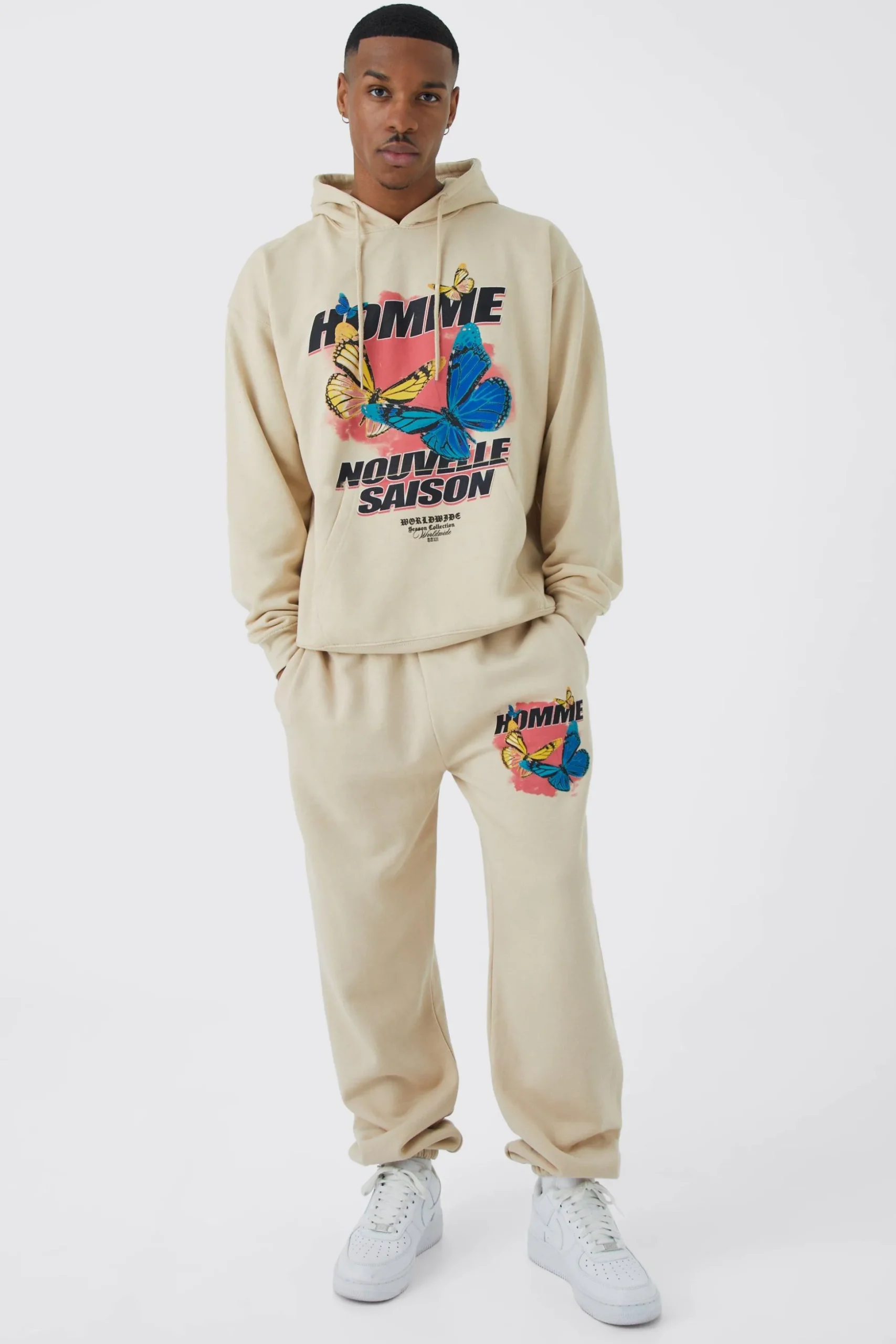 Oversized Homme Butterfly Hooded Tracksuit | BoohooMAN UK