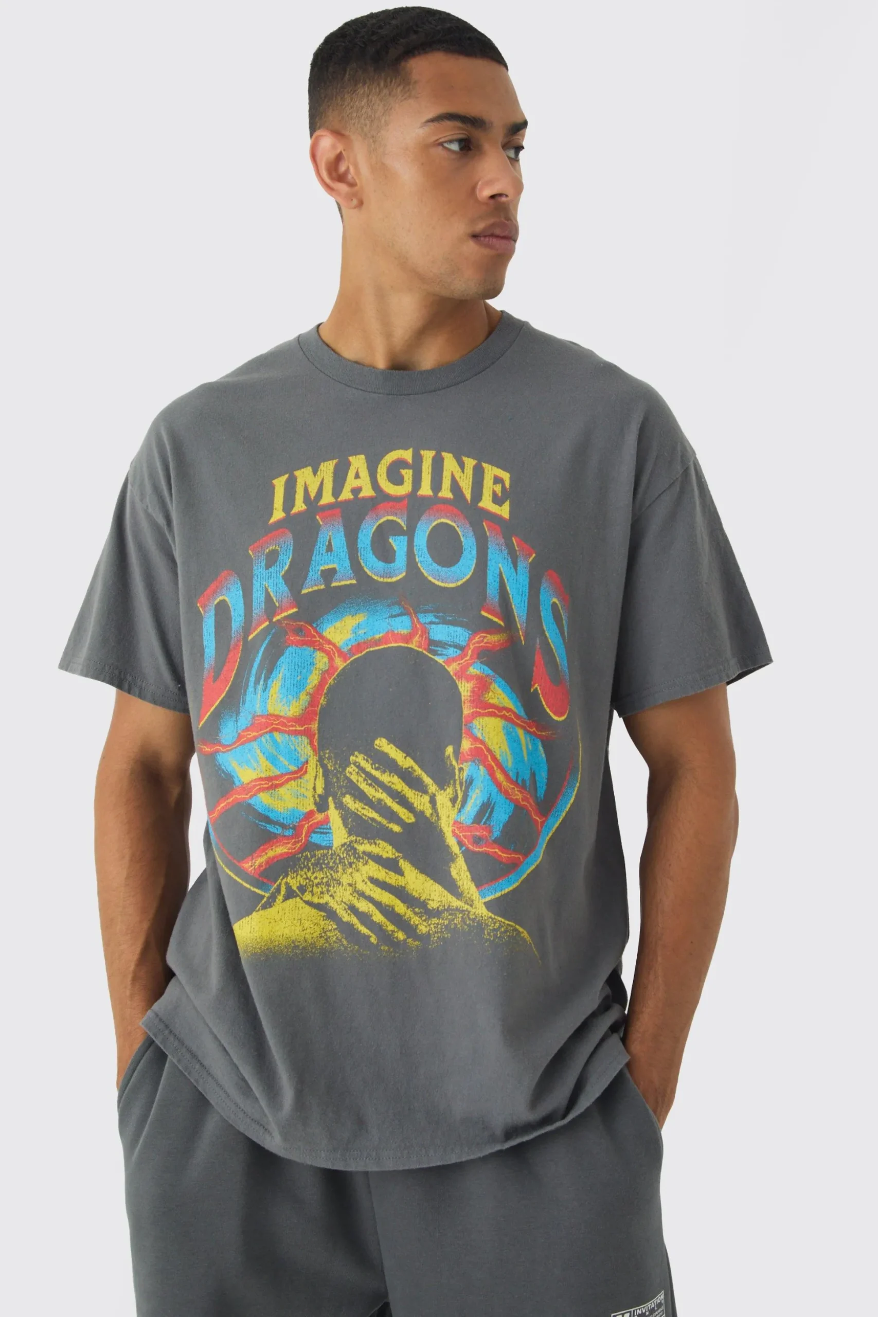 Oversized Imagine Dragons Band Wash License Print T-Shirt | BoohooMAN UK