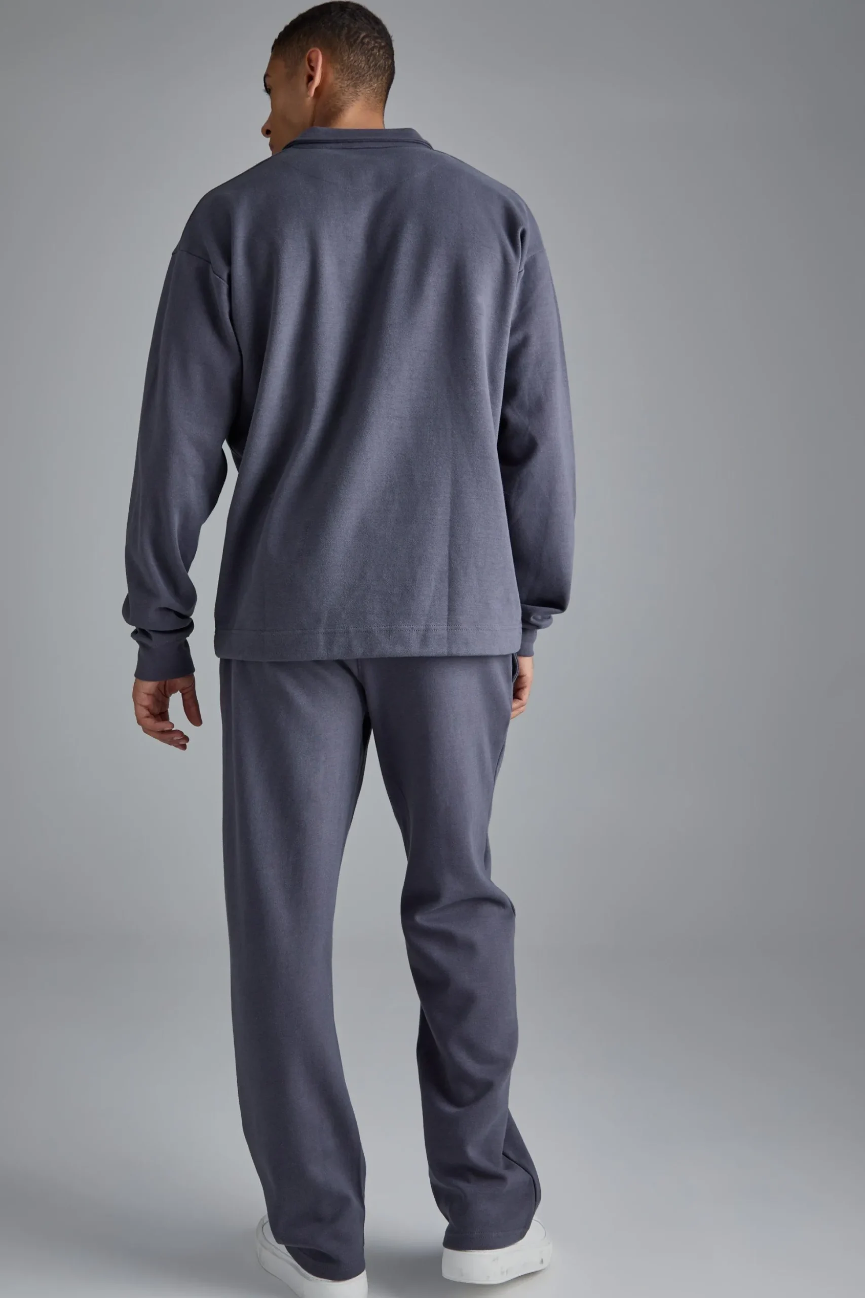 Oversized Interlock Rugby Polo And Jogger Set | BoohooMAN UK
