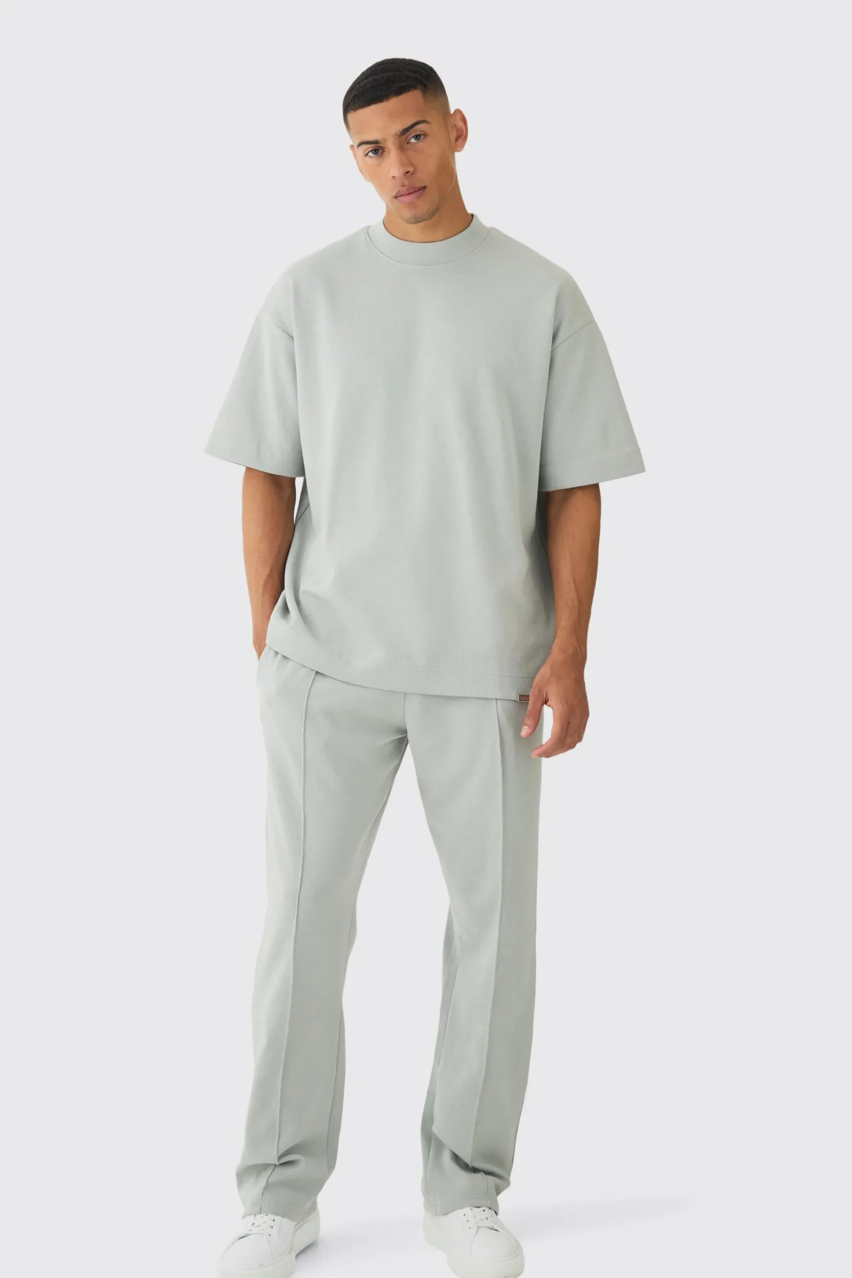 Oversized Interlock T-shirt And Jogger Set | BoohooMAN UK