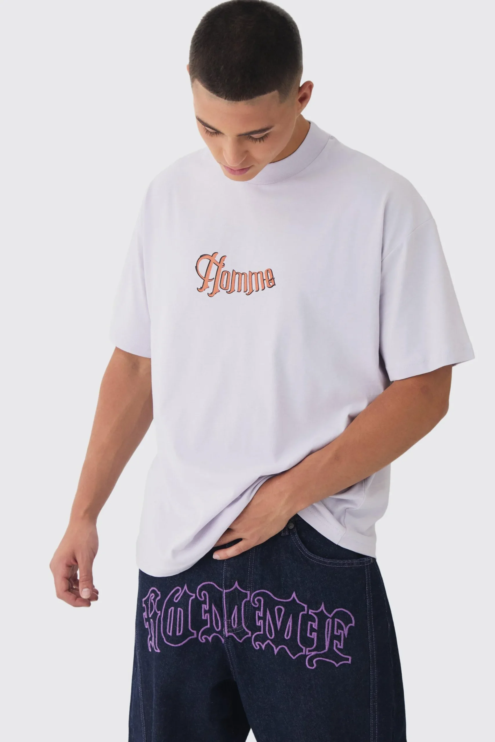 Oversized Large Scale Homme Tattoo Back Graphic T-Shirt | BoohooMAN UK