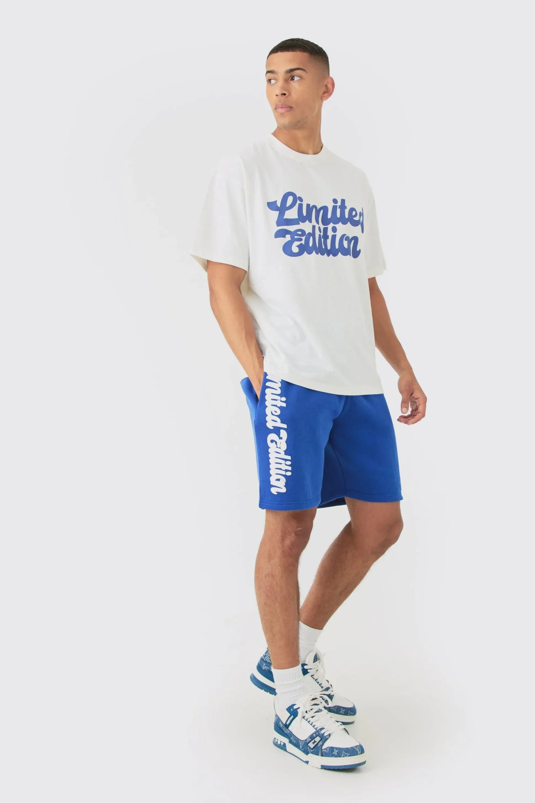 Oversized Limited Edition Puff Print T-shirt & Short Set | BoohooMAN UK