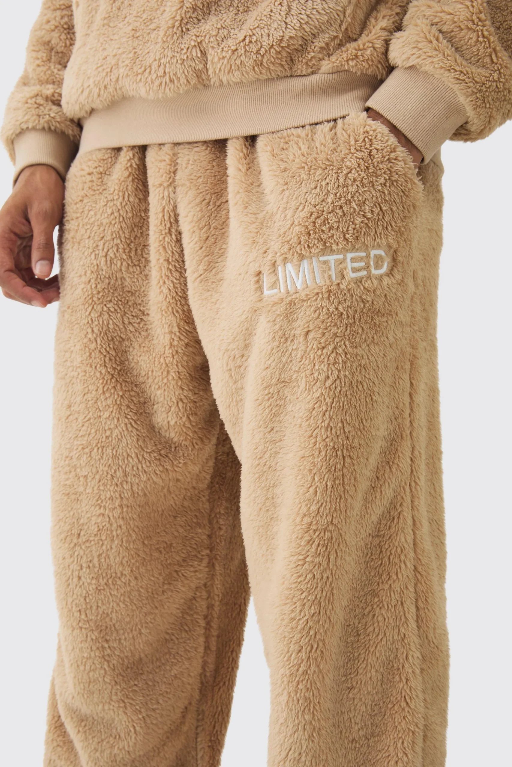 Oversized Limited Embroidered Teddy Borg Cuffed Joggers | BoohooMAN UK