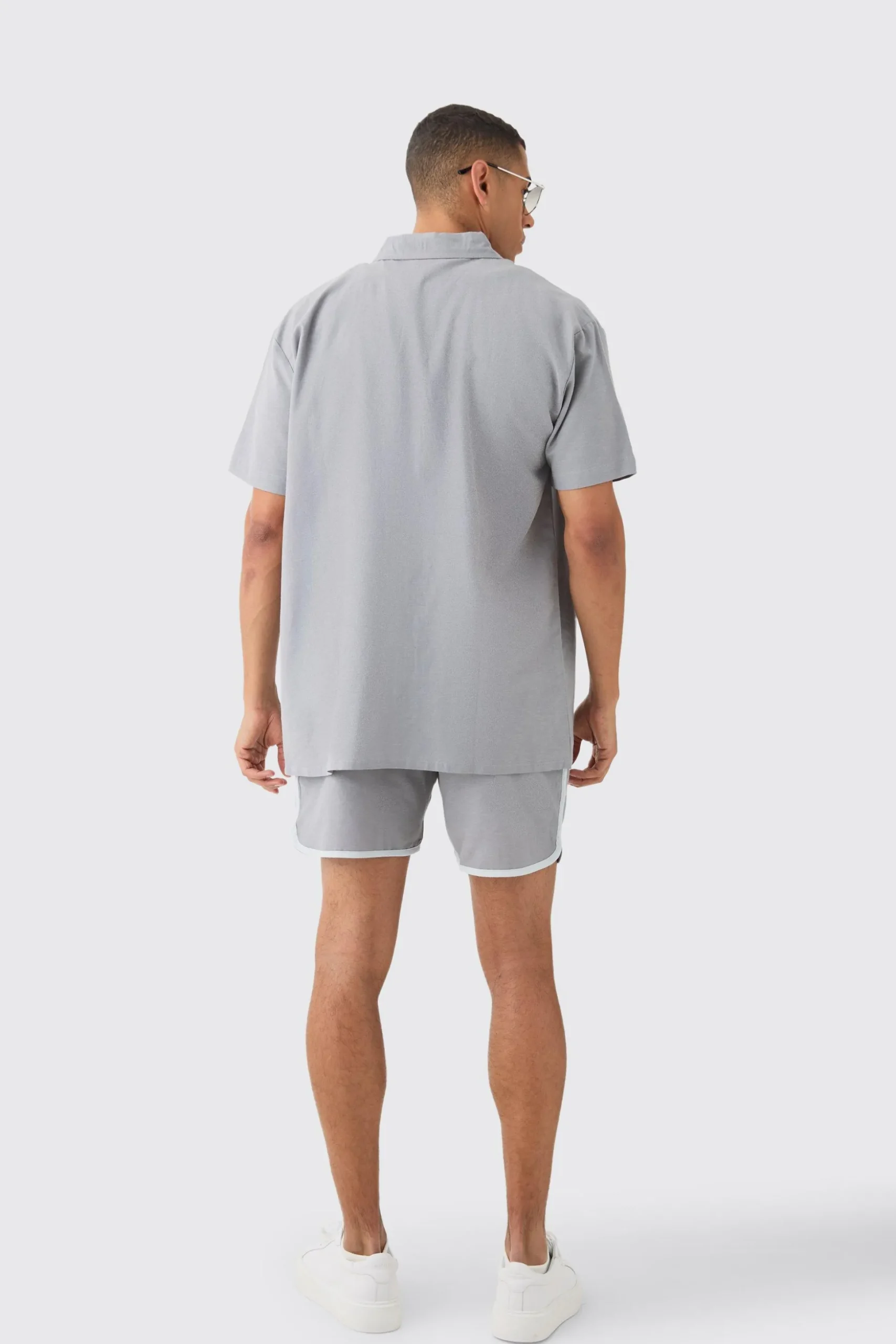 Oversized Linen Concealed Placket Shirt | BoohooMAN UK
