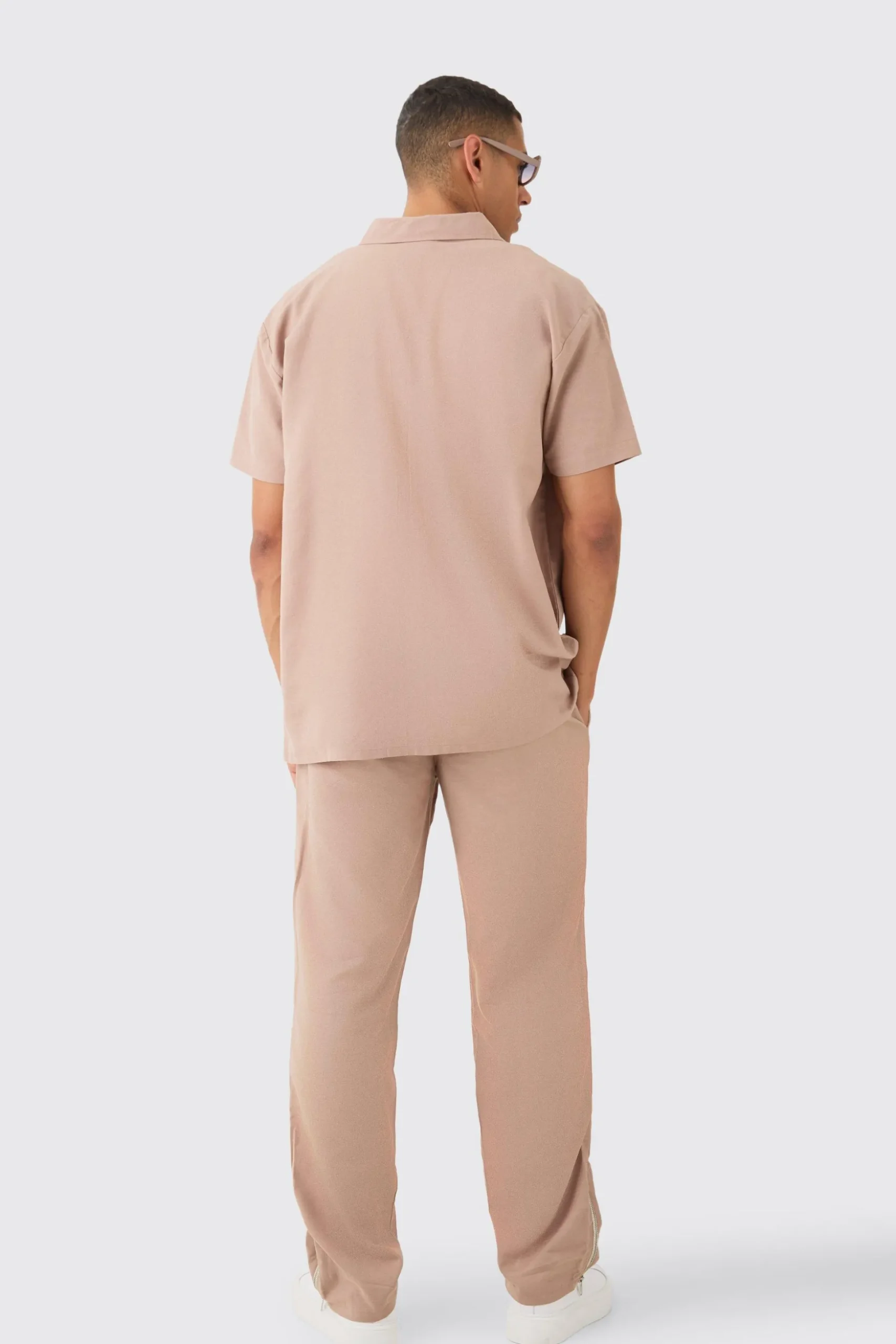 Oversized Linen Concealed Placket Shirt | BoohooMAN UK