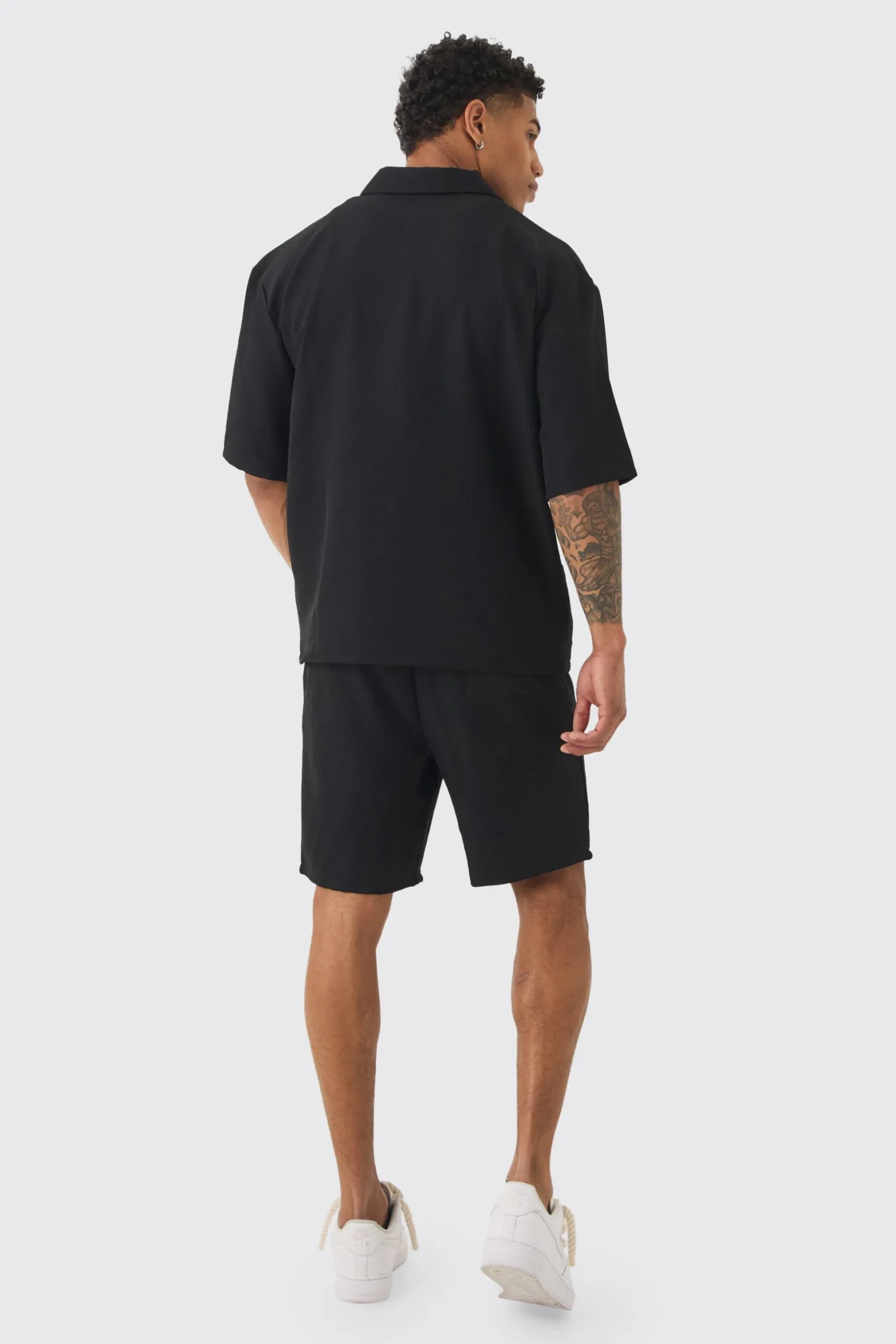 Oversized Linen Deep Pocket Shirt & Short Set | BoohooMAN UK