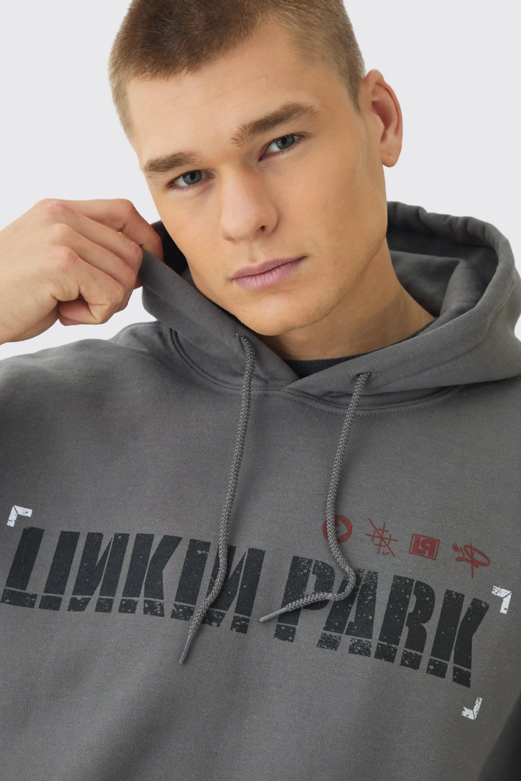 Oversized Linkin Park Wash License Hoodie | BoohooMAN UK