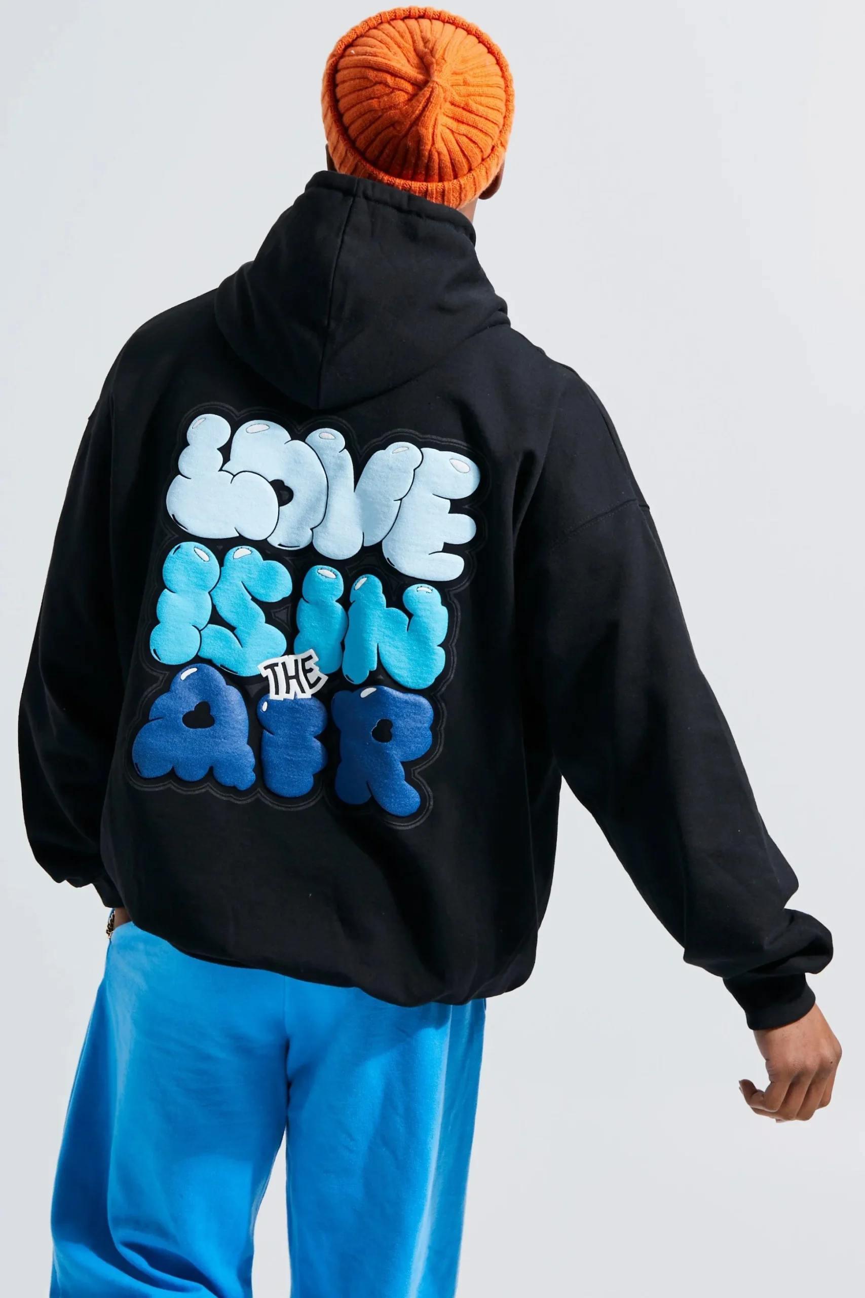 Oversized Love Is In The Air Puff Print Hoodie | BoohooMAN UK