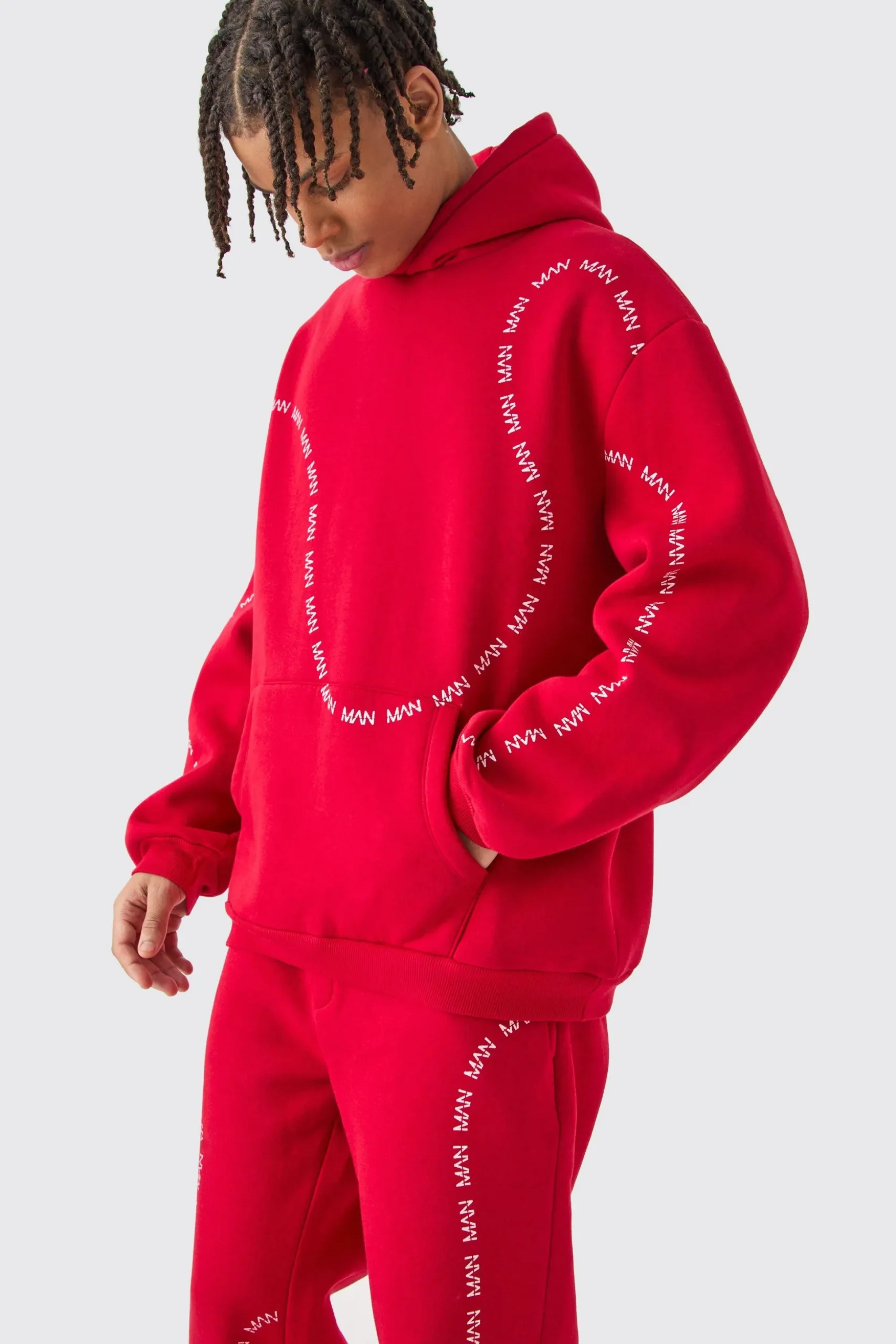 Oversized Man Dash Printed Split Hem Tracksuit | BoohooMAN UK