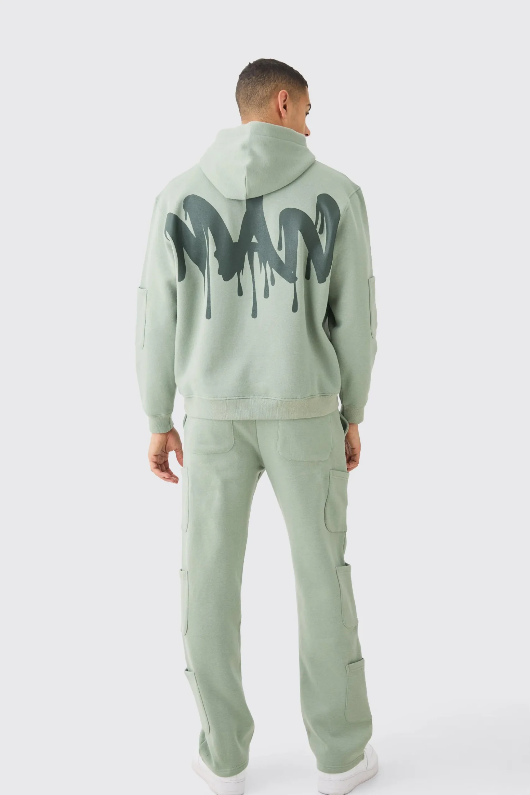 Oversized Man Drip Multi Pocket Hooded Tracksuit | BoohooMAN UK