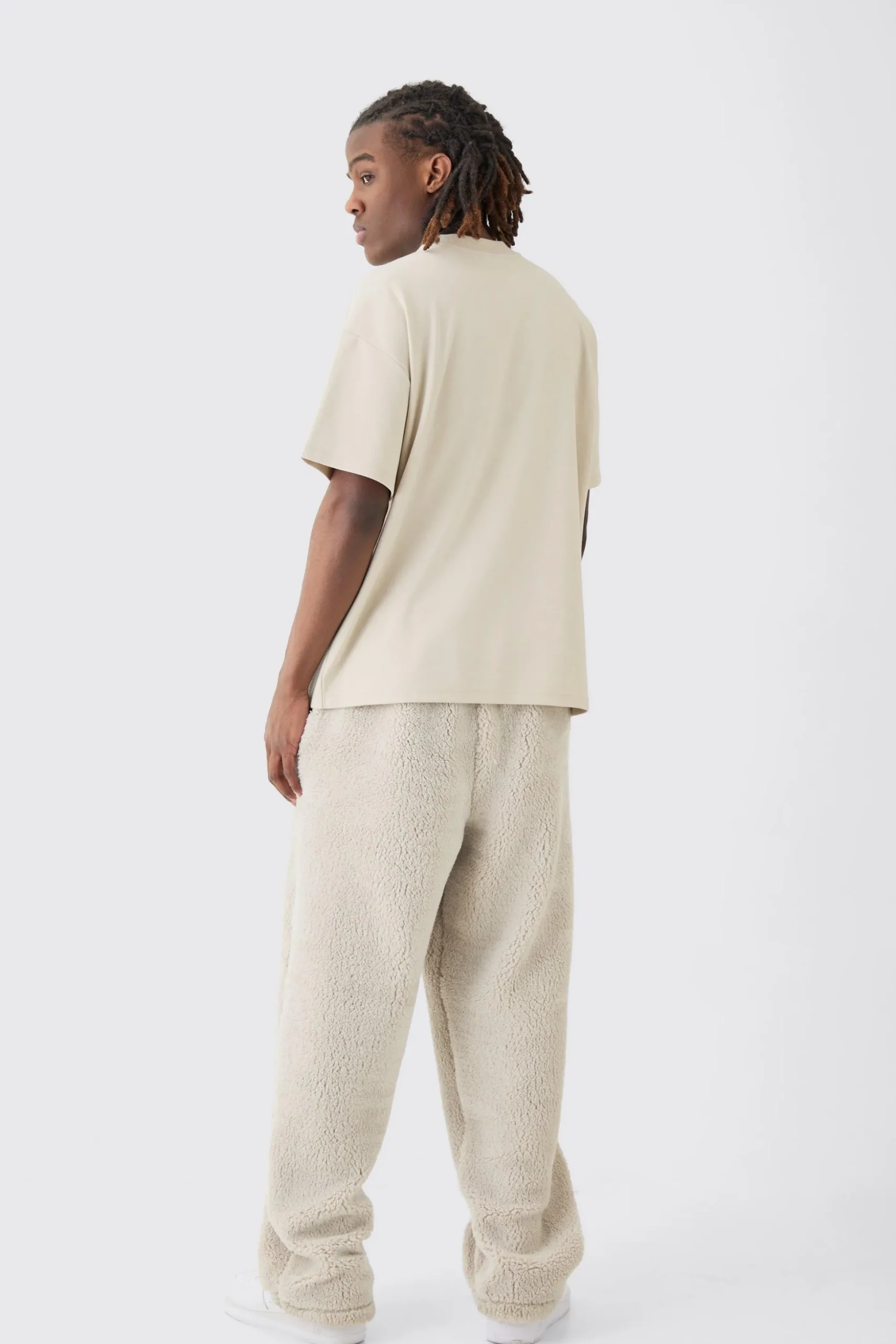 Oversized Man Embroidery Borg Jogger | BoohooMAN UK