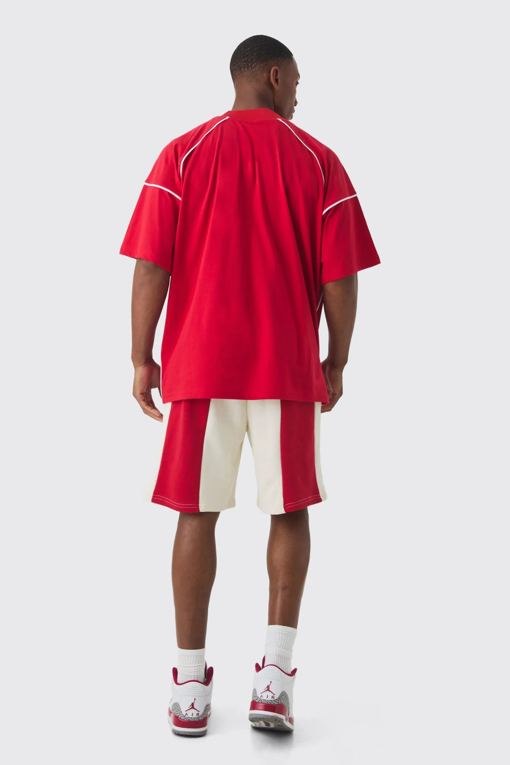 Oversized Man Raglan Football T-shirt & Panelled Short Set | BoohooMAN UK