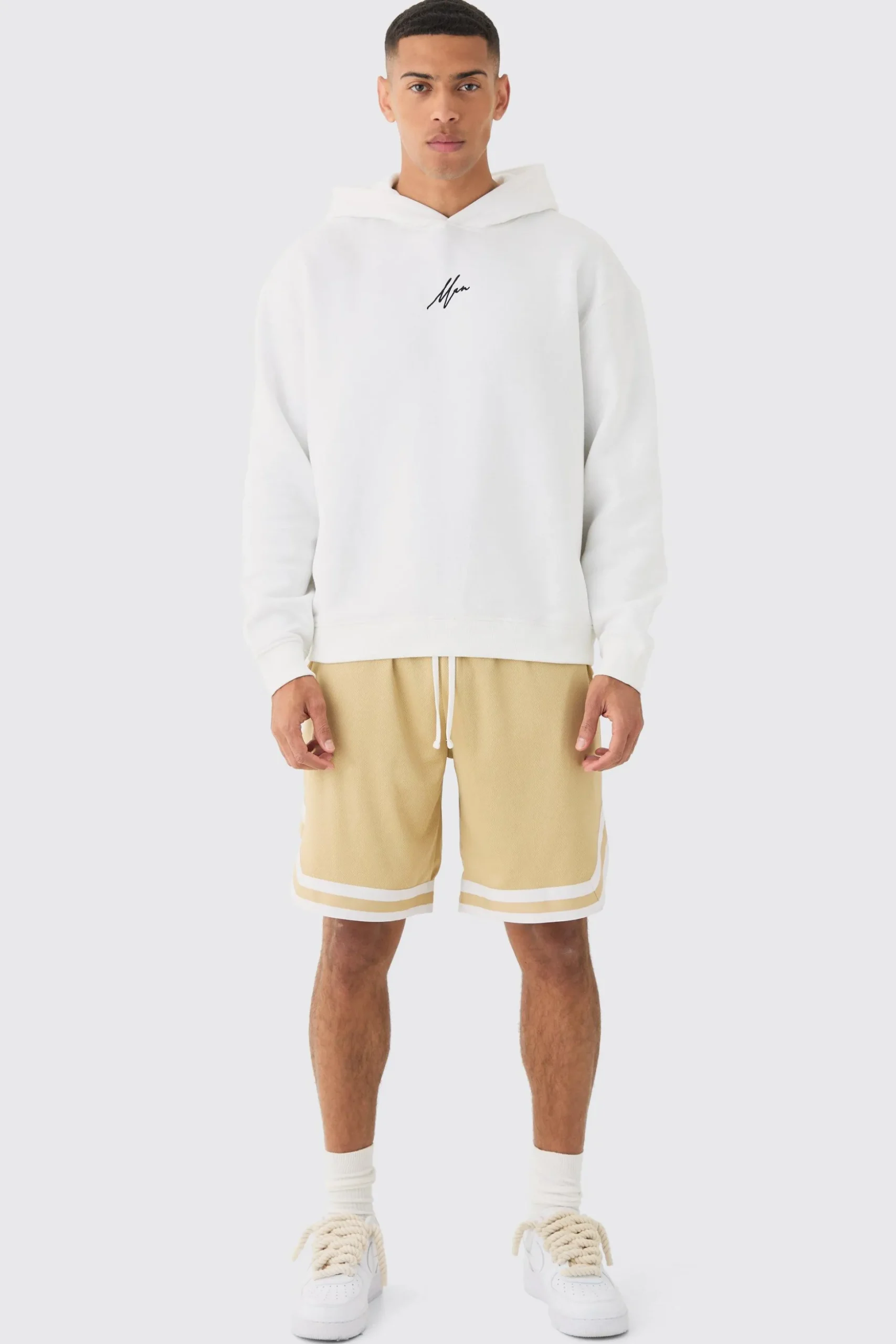 Oversized Man Signature Varsity Hoodie And Basketball Short Tracksuit | BoohooMAN UK