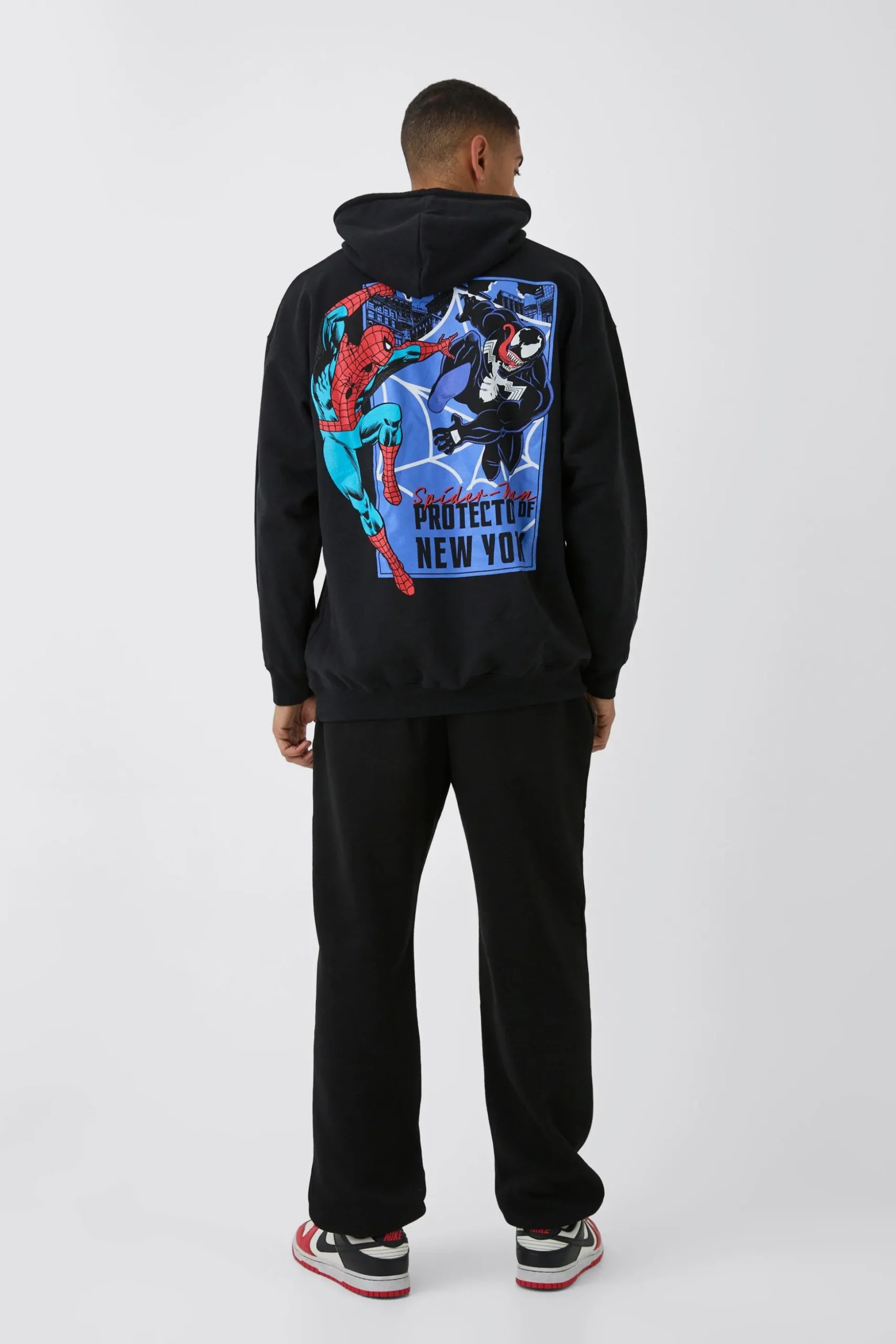Oversized Marvel Spiderman Venom License Print Hoodie | BoohooMAN UK