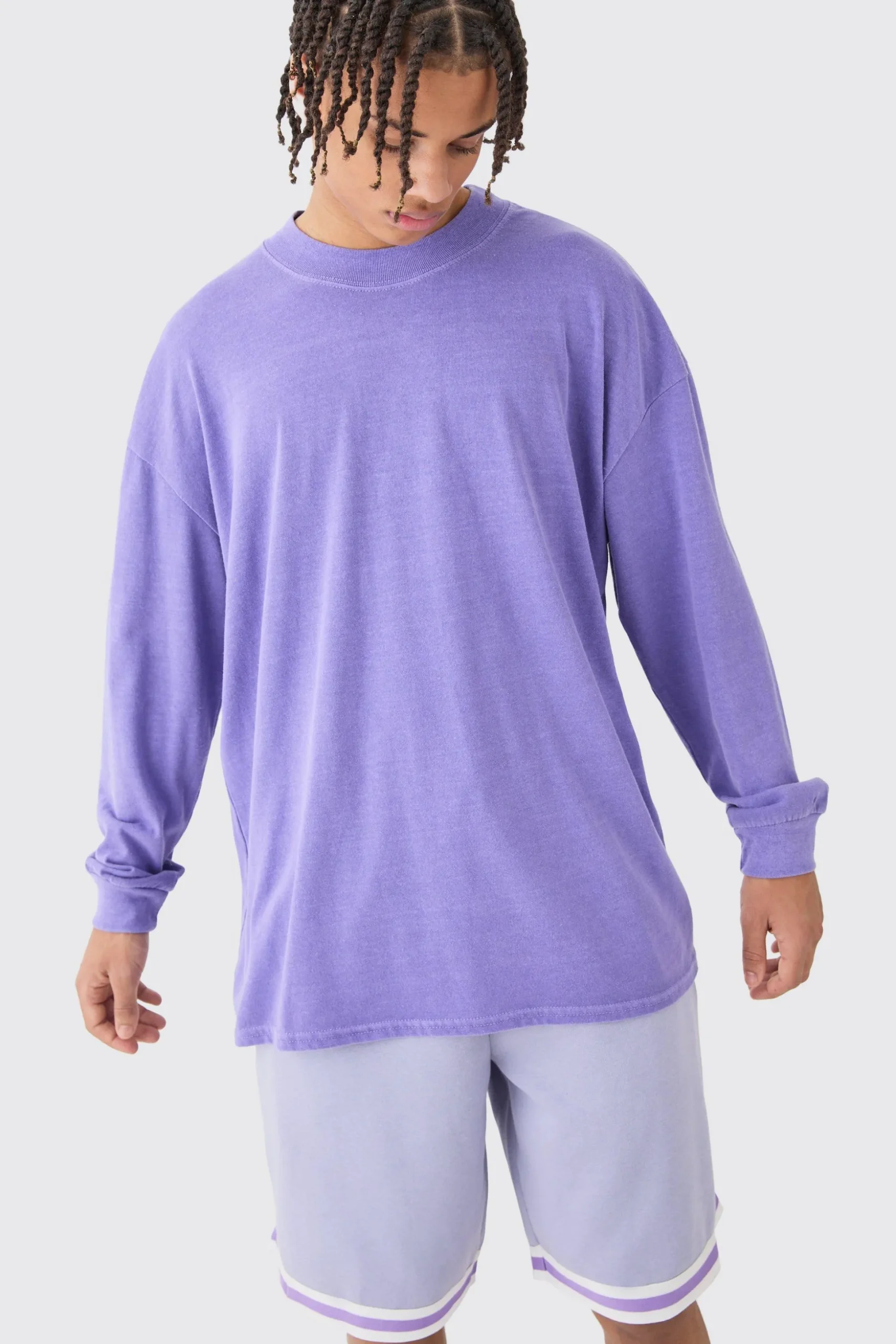 Oversized Mid Length Jersey Tape Basketball Short | BoohooMAN UK