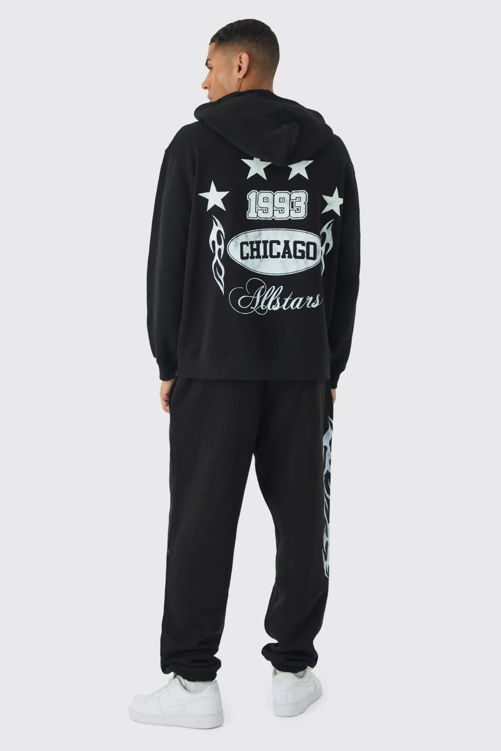 Oversized Moto Printed Tracksuit | BoohooMAN UK