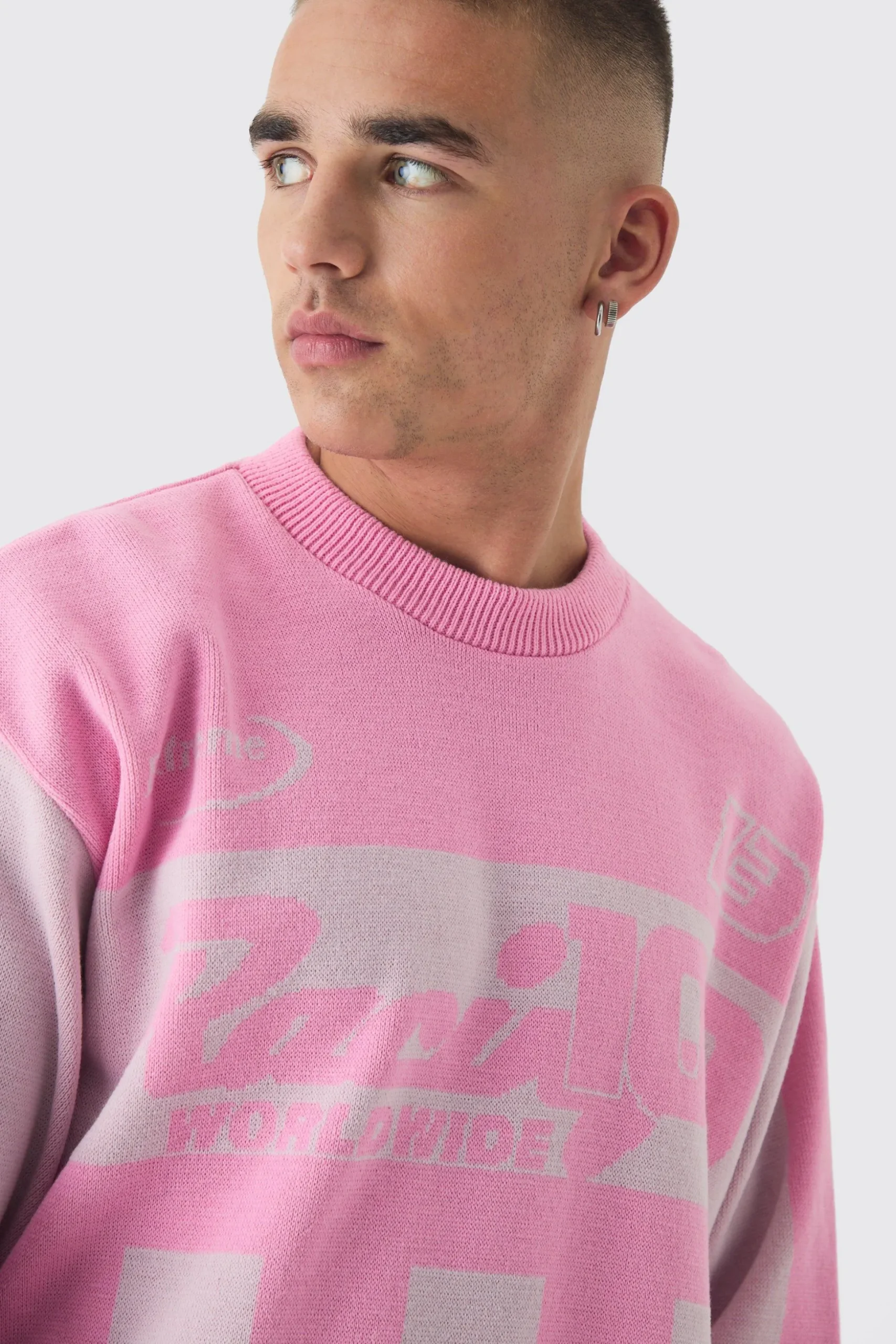 Oversized Moto Stripe Knitted Jumper | BoohooMAN UK