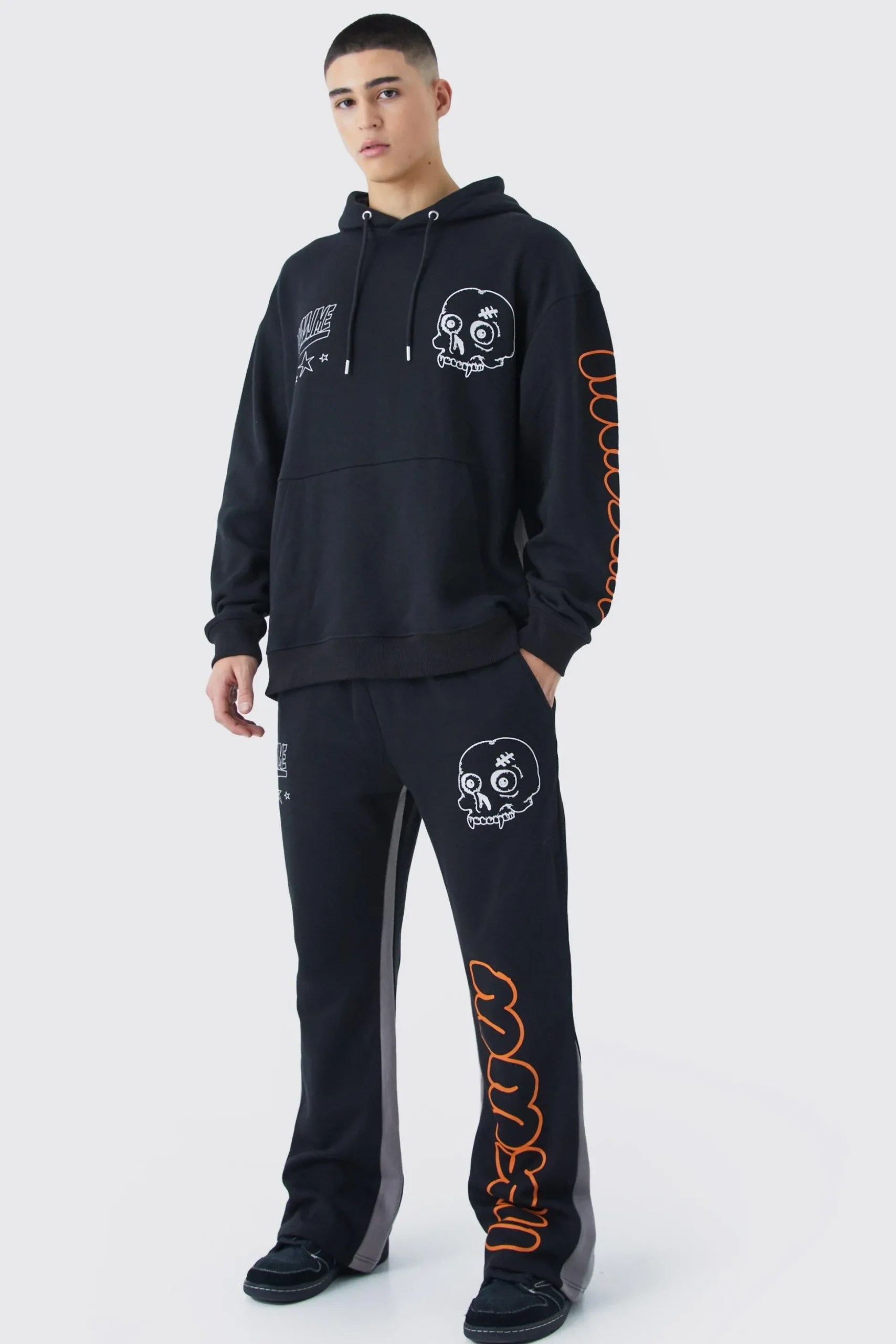 Oversized Multi Print Panelled Tracksuit | BoohooMAN UK