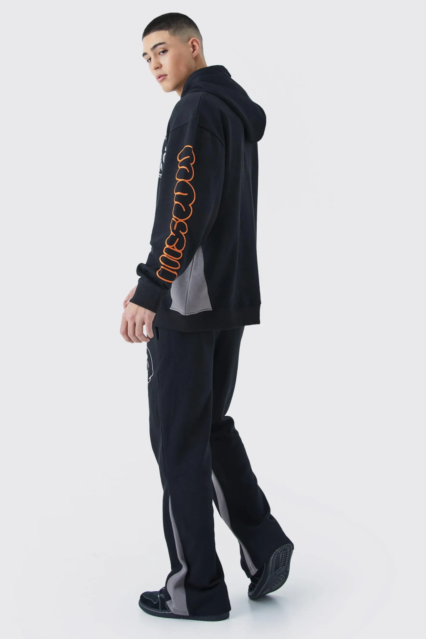 Oversized Multi Print Panelled Tracksuit | BoohooMAN UK
