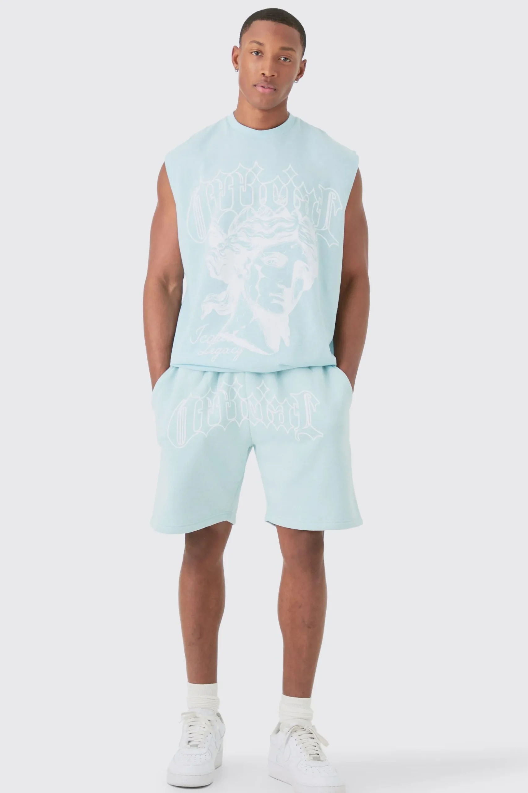 Oversized Official Large Print Tank & Short Set | BoohooMAN UK