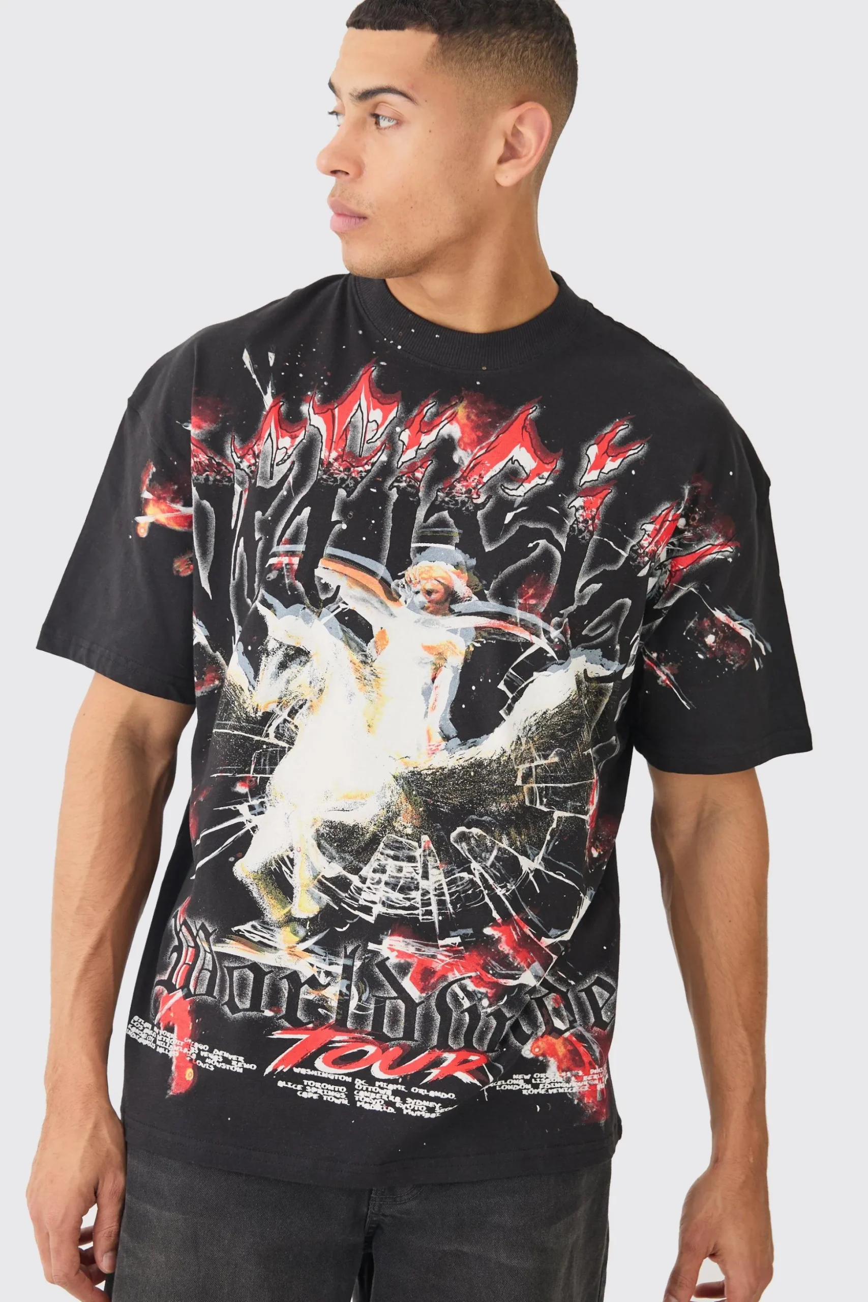 Oversized Official Over Seams Graphic T-shirt | BoohooMAN UK