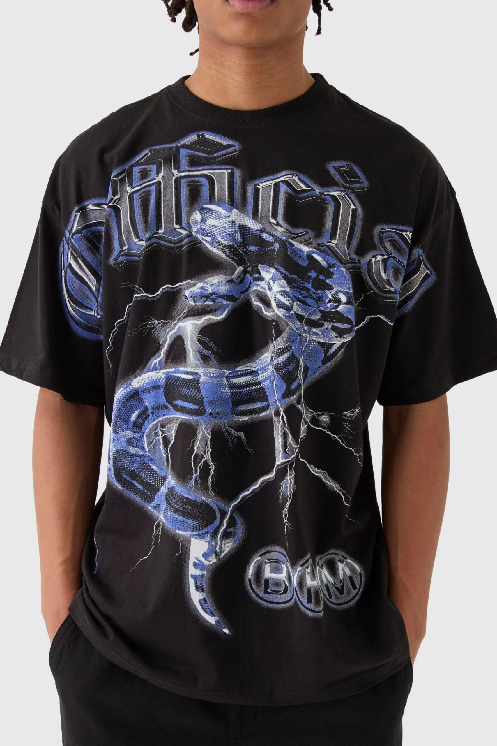 Oversized Official Snake Overseams Graphic T-Shirt | BoohooMAN UK