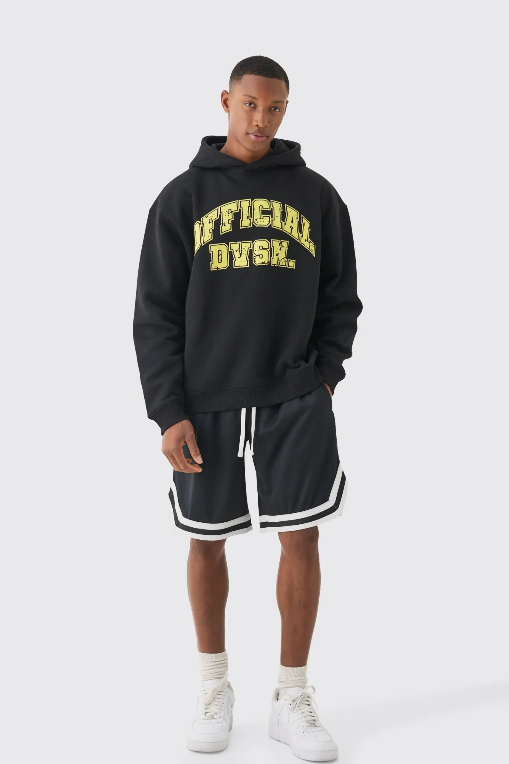 Oversized Official Varsity Hoodie And Basketball Short Set | BoohooMAN UK