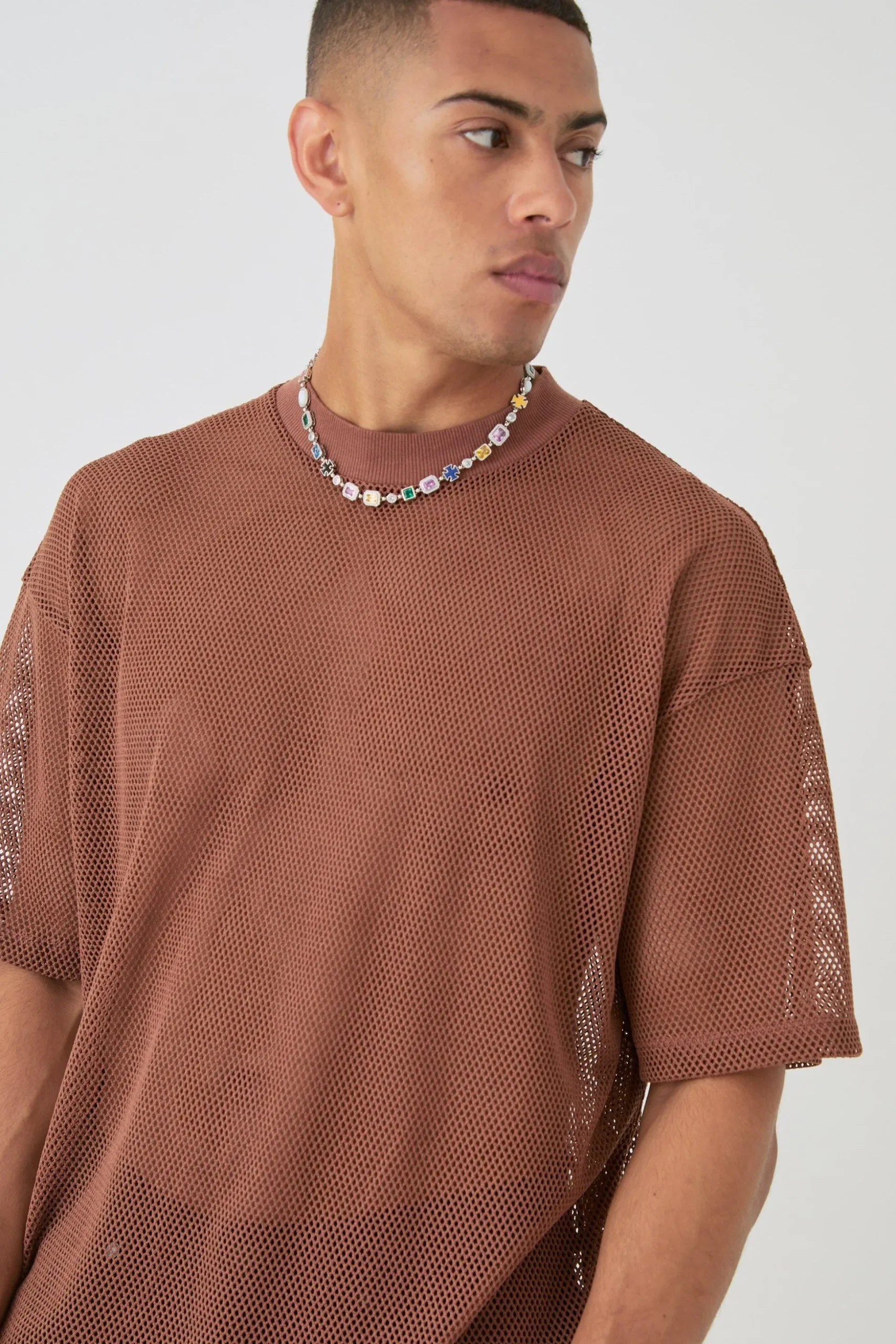 Oversized Open Mesh T-shirt | BoohooMAN UK