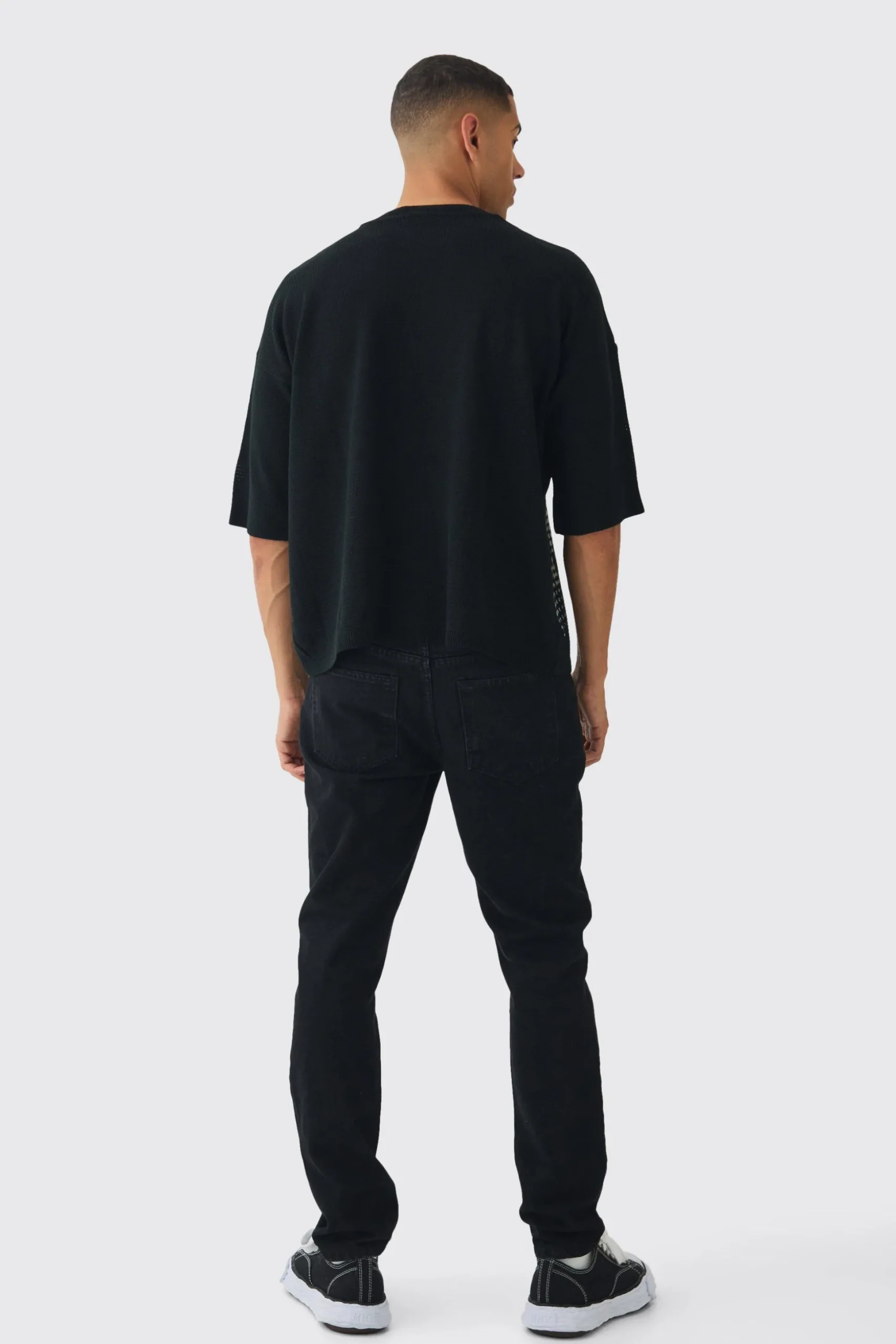 Oversized Open Stitch Biggie License Printed Knitted T-shirt | BoohooMAN UK