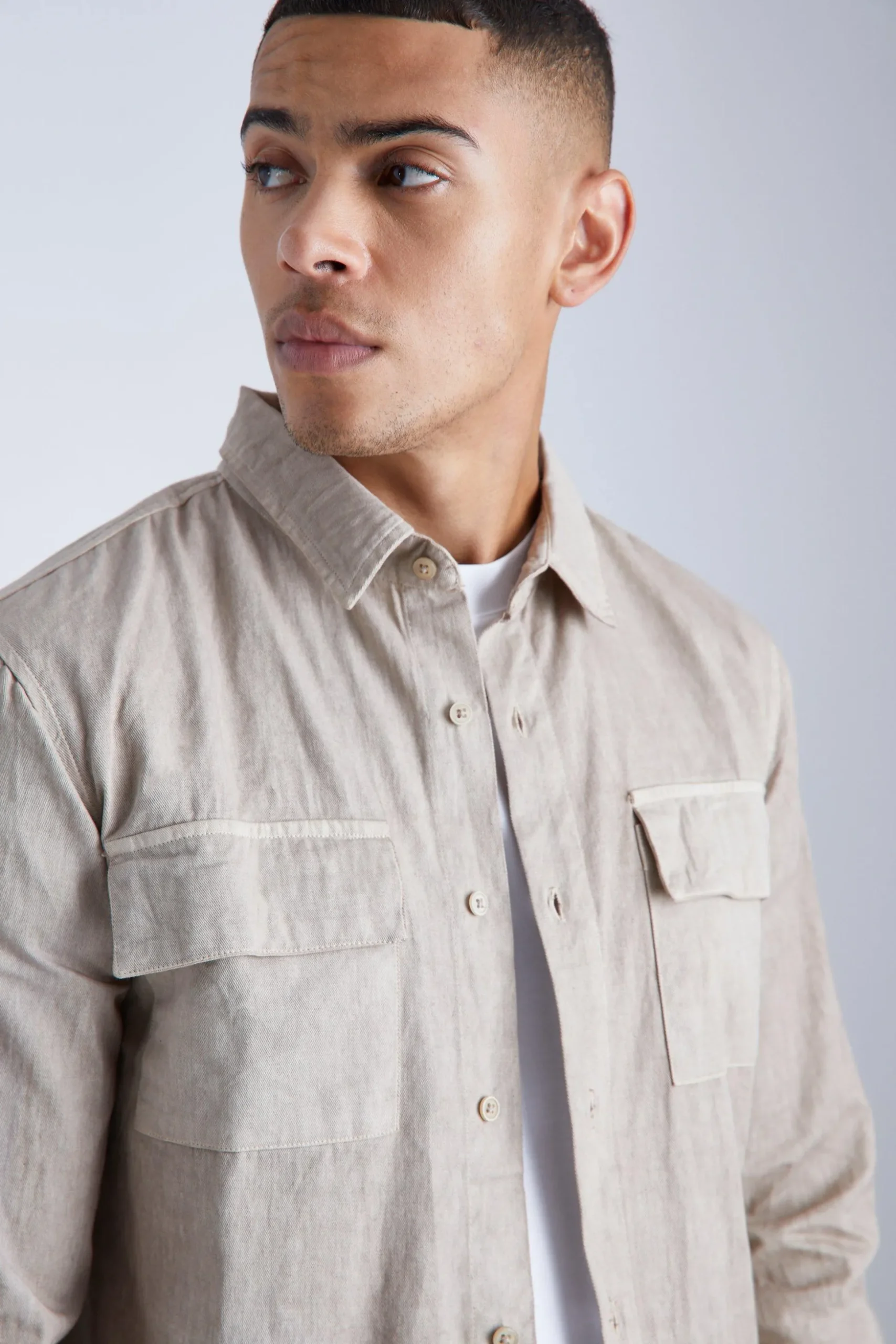 Oversized Overdyed Twill Overshirt | BoohooMAN UK