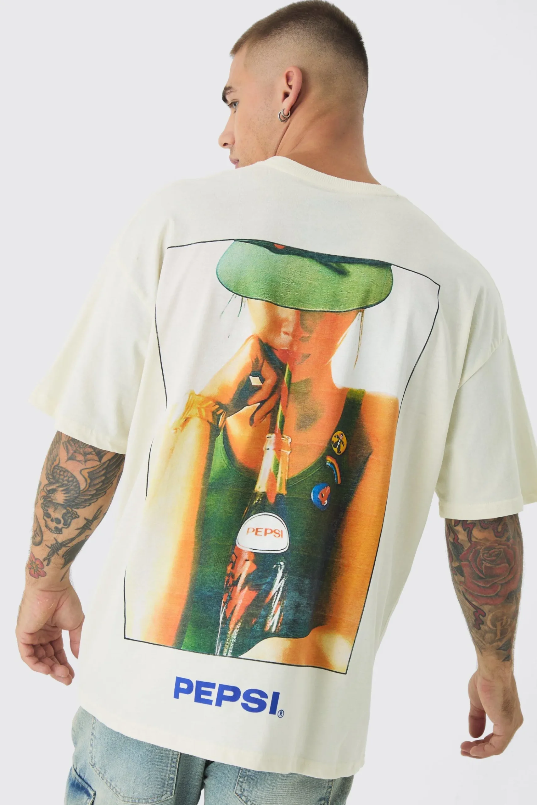 Oversized Pepsi License Print T-Shirt | BoohooMAN UK