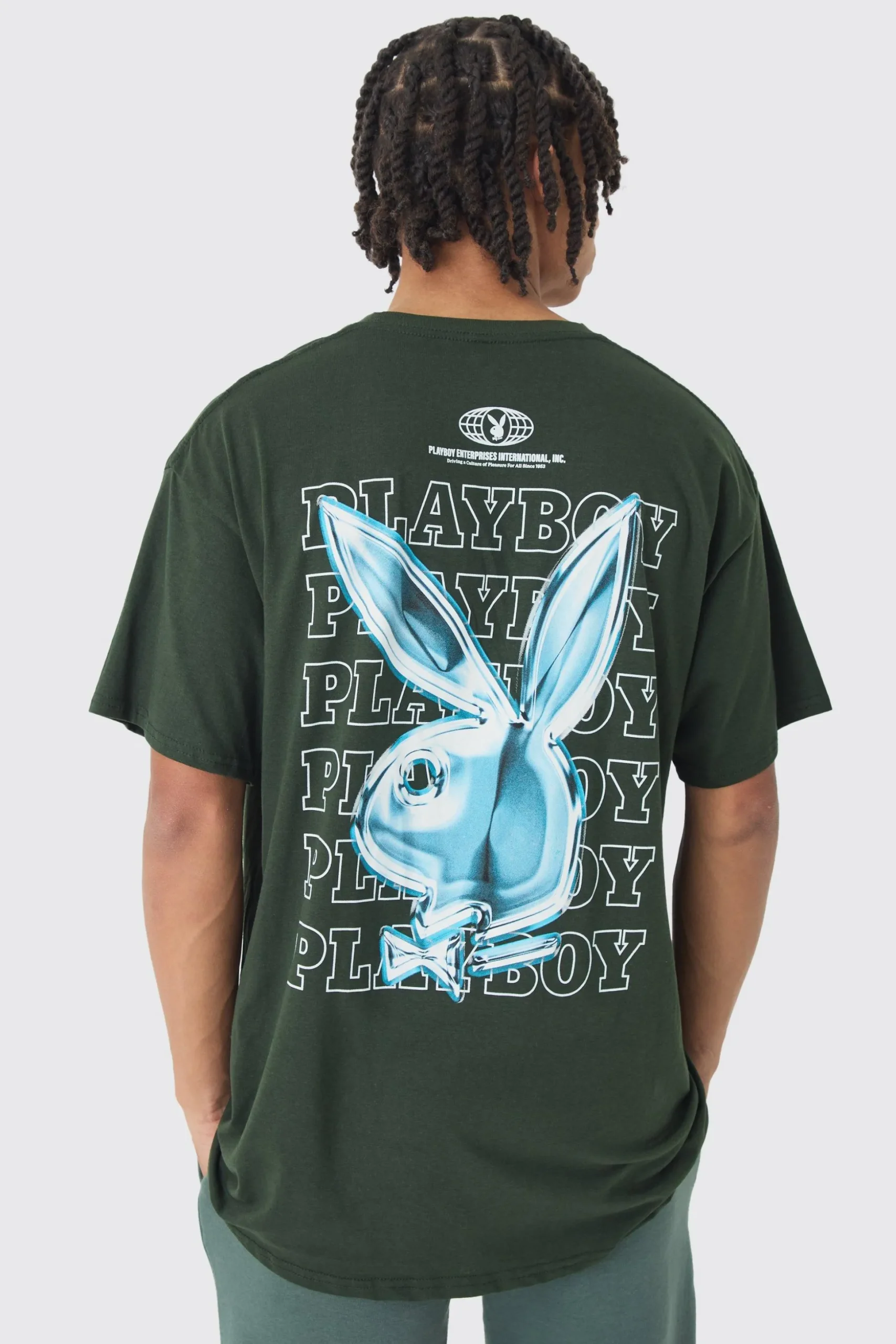Oversized Playboy Varsity License Print T-Shirt | BoohooMAN UK