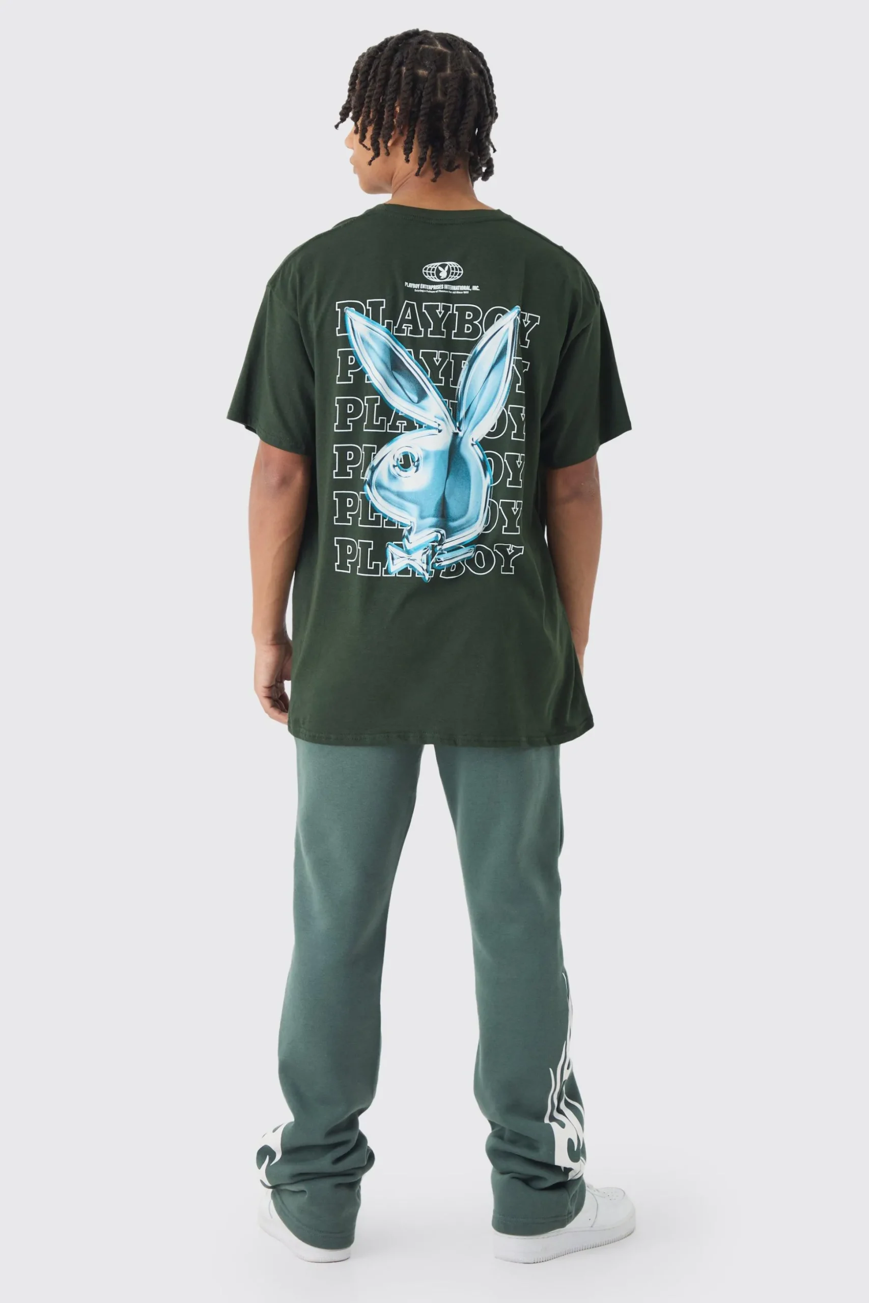 Oversized Playboy Varsity License Print T-Shirt | BoohooMAN UK