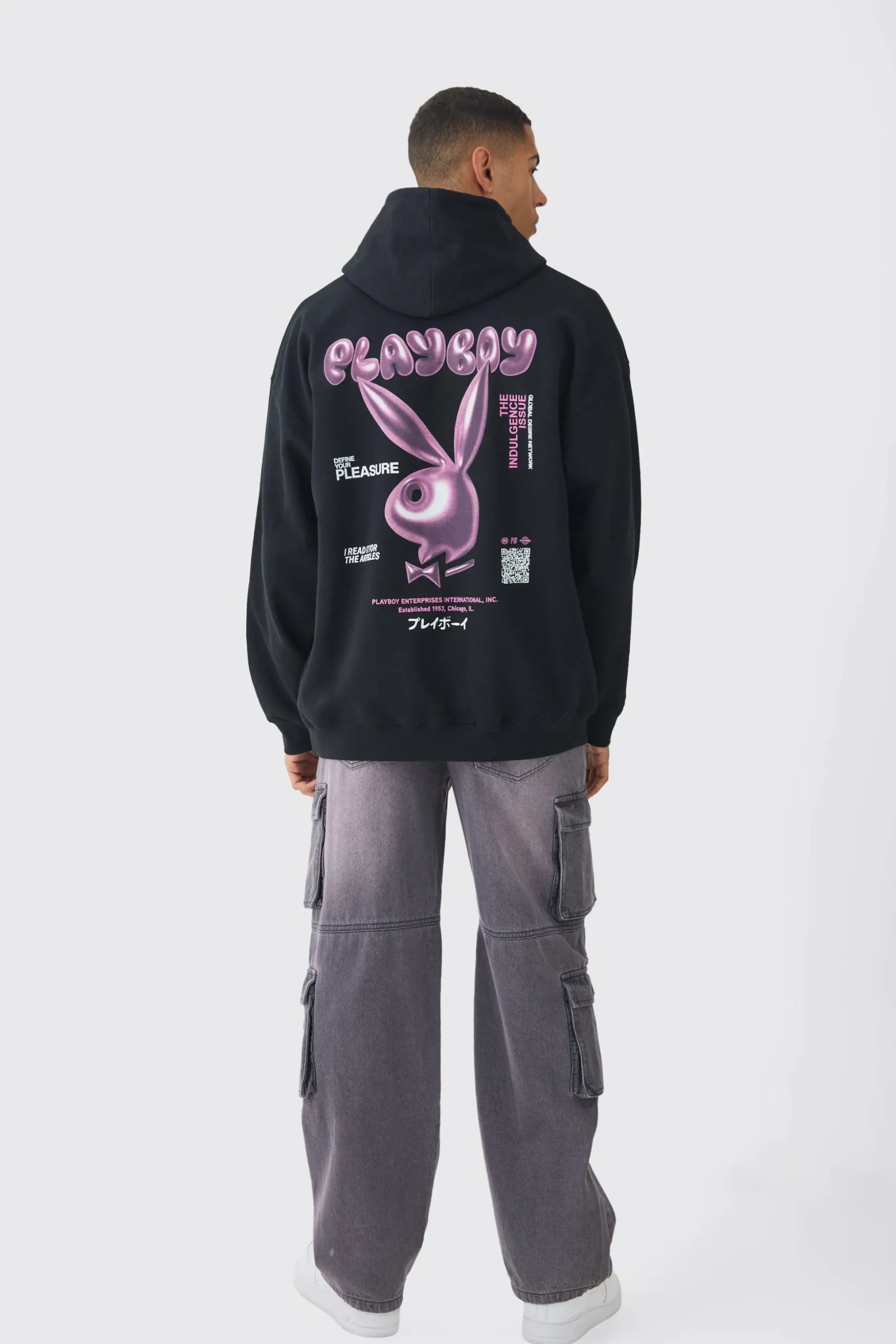 Oversized Playboy Varsity License Print Hoodie | BoohooMAN UK