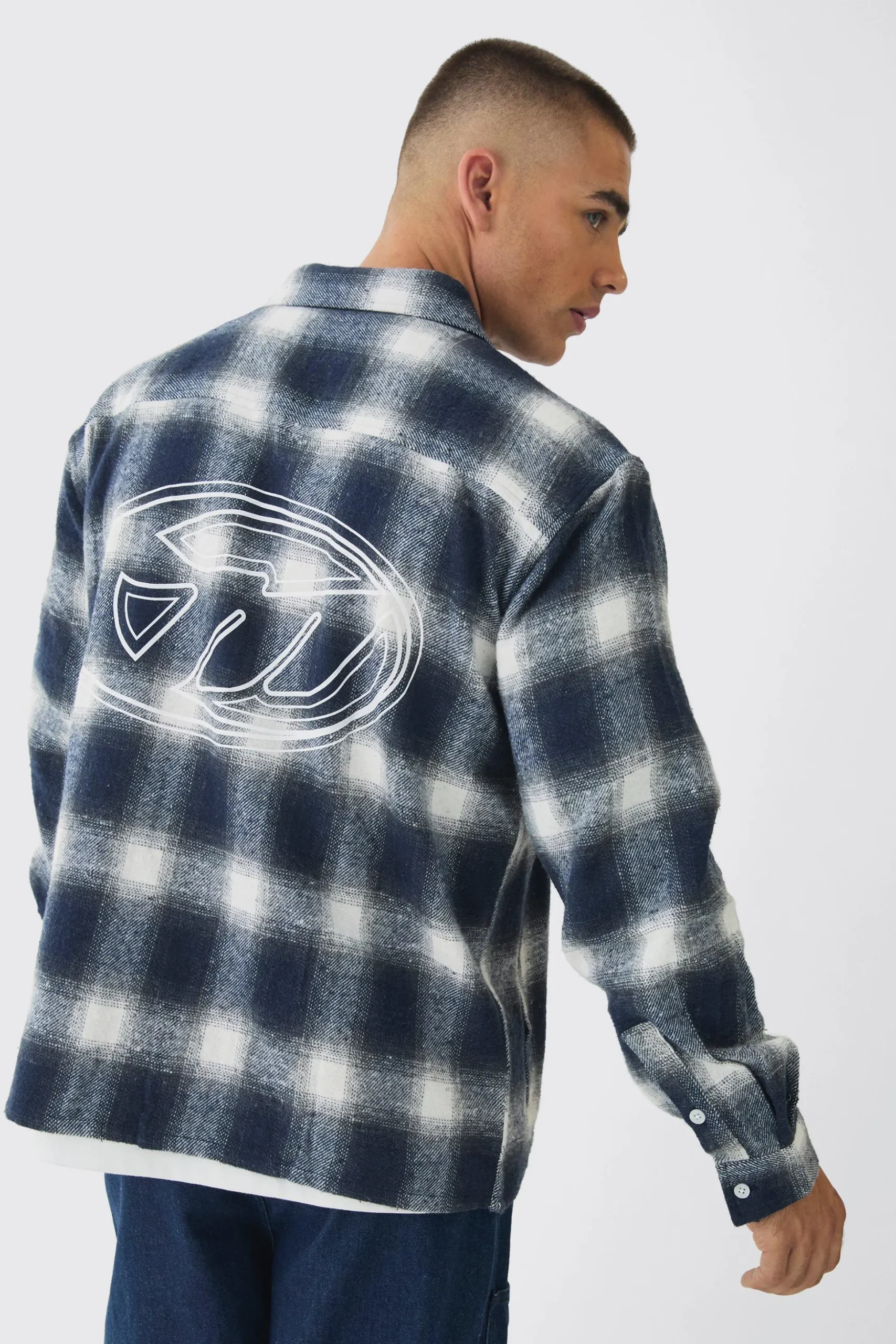 Oversized Pocket Detail Check Overshirt | BoohooMAN UK
