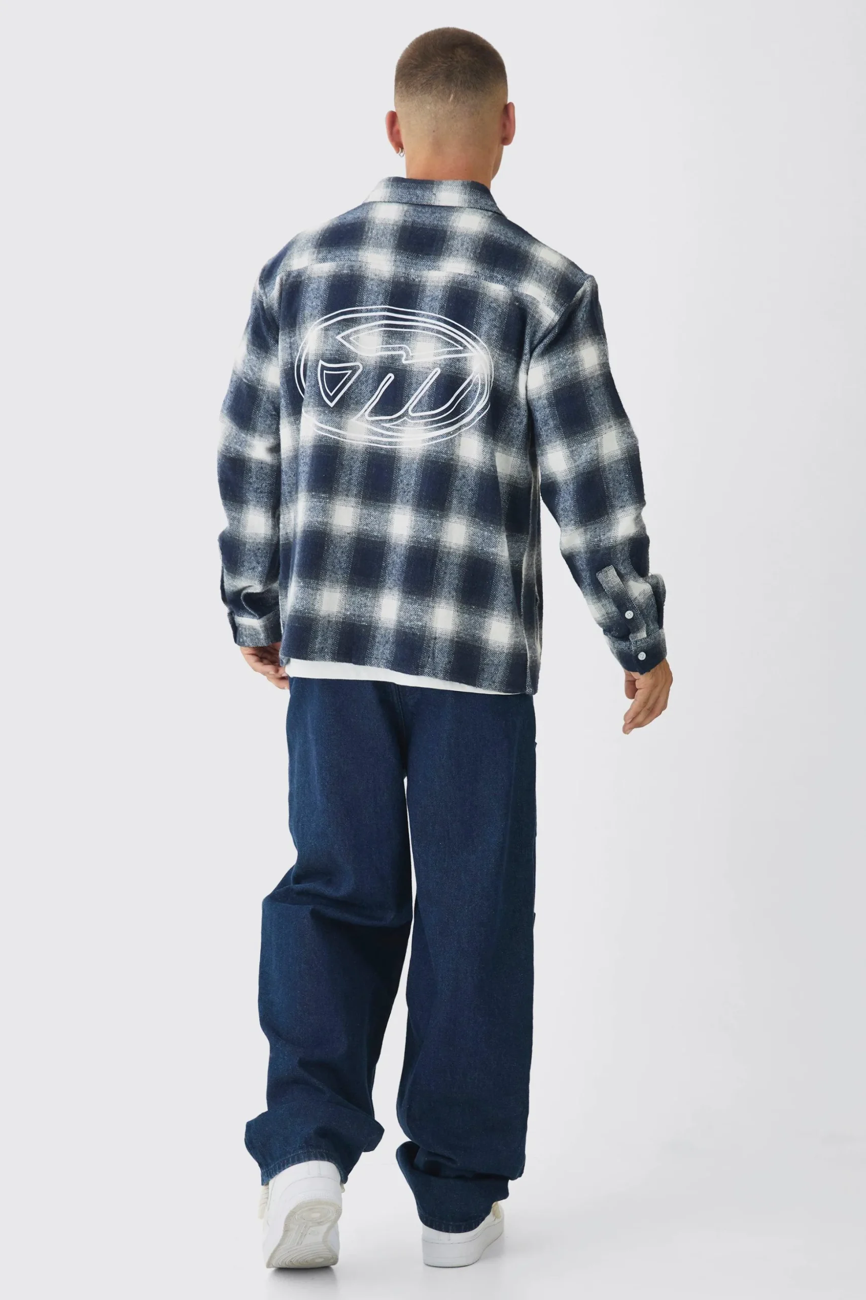 Oversized Pocket Detail Check Overshirt | BoohooMAN UK