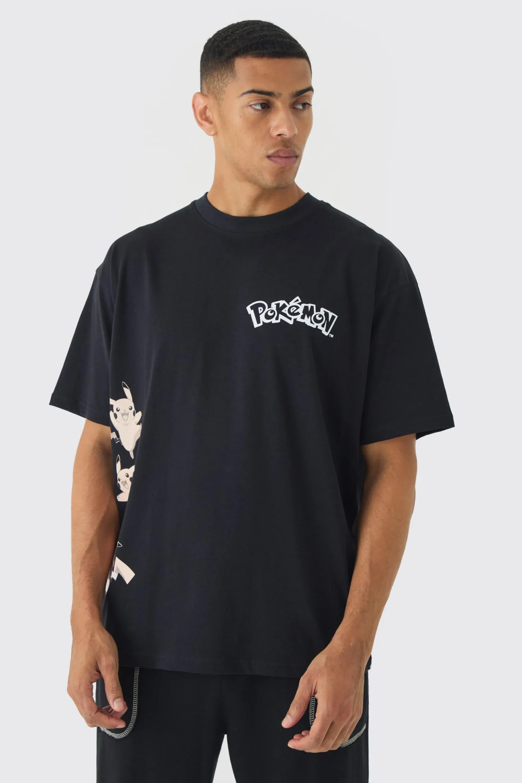 Oversized Pokemon Extended Neck Pikachu License T-shirt | BoohooMAN UK