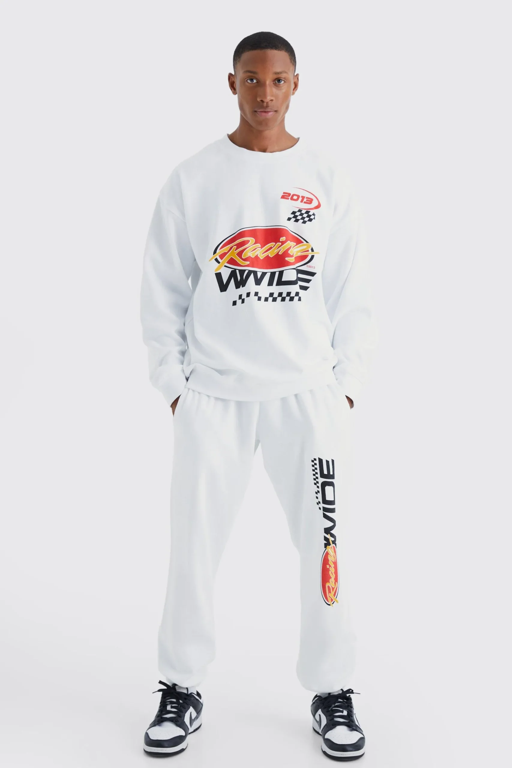Oversized Racing Moto Sweat Tracksuit | BoohooMAN UK